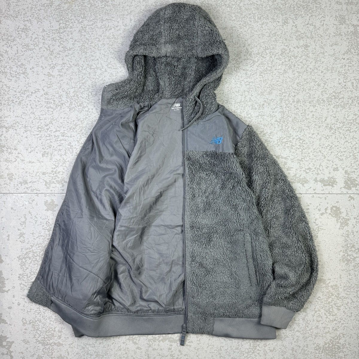New Balance New Balance Grey Fleece Zipper Hooded Jacket Size US L / EU 52-54 / 3 - 2 Thumbnail