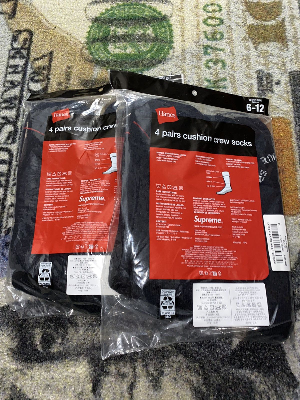 Hanes × Supreme Supreme Hanes Socks (2 Pack) Size ONE SIZE - 2 Thumbnail
