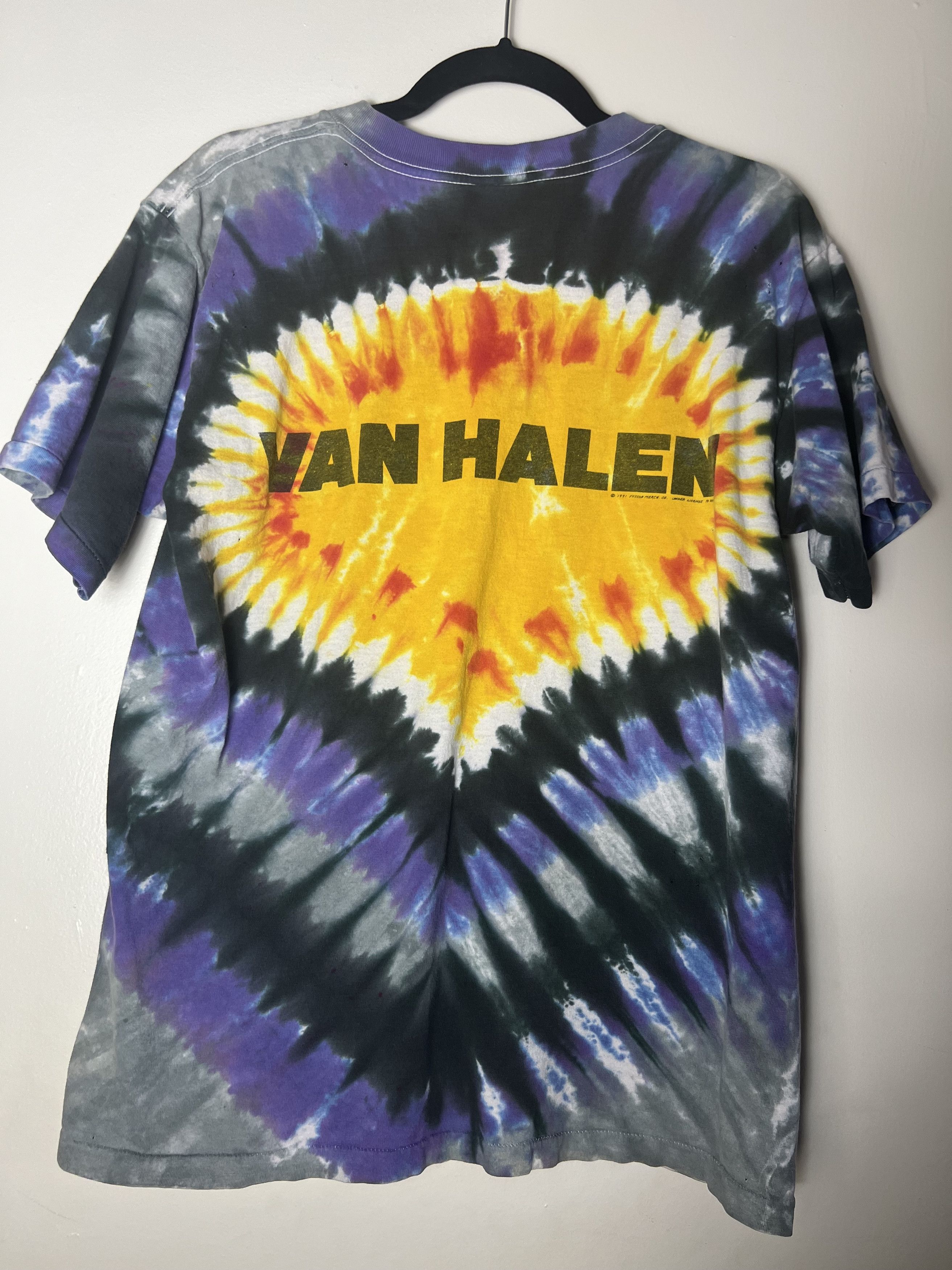 Vintage Vintage 1991 Tie Dye Van Halen Double Sided Graphic T-Shirt Size US L / EU 52-54 / 3 - 6 Thumbnail