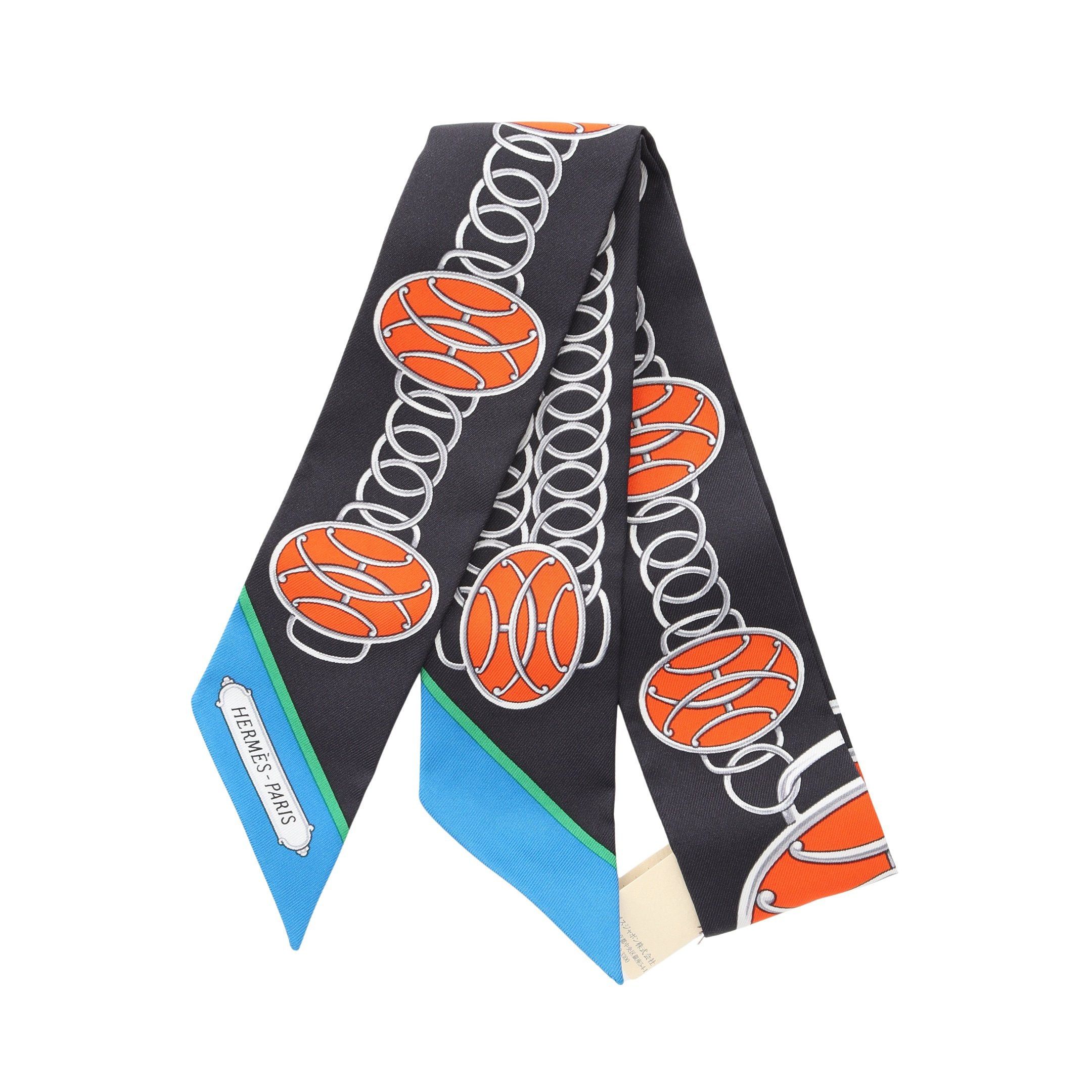 Hermes Hermes Twilly Lift Profile Ribbon Scarf Silk Black Multicolor Size ONE SIZE - 1 Thumbnail