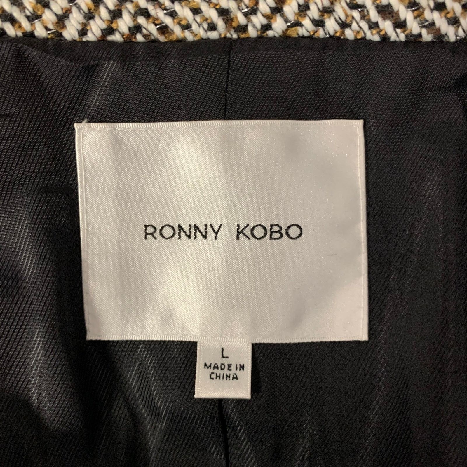 Other SAINTART S Tan Black Herringbone Notch Lapel Coat Size 36S - 6 Thumbnail