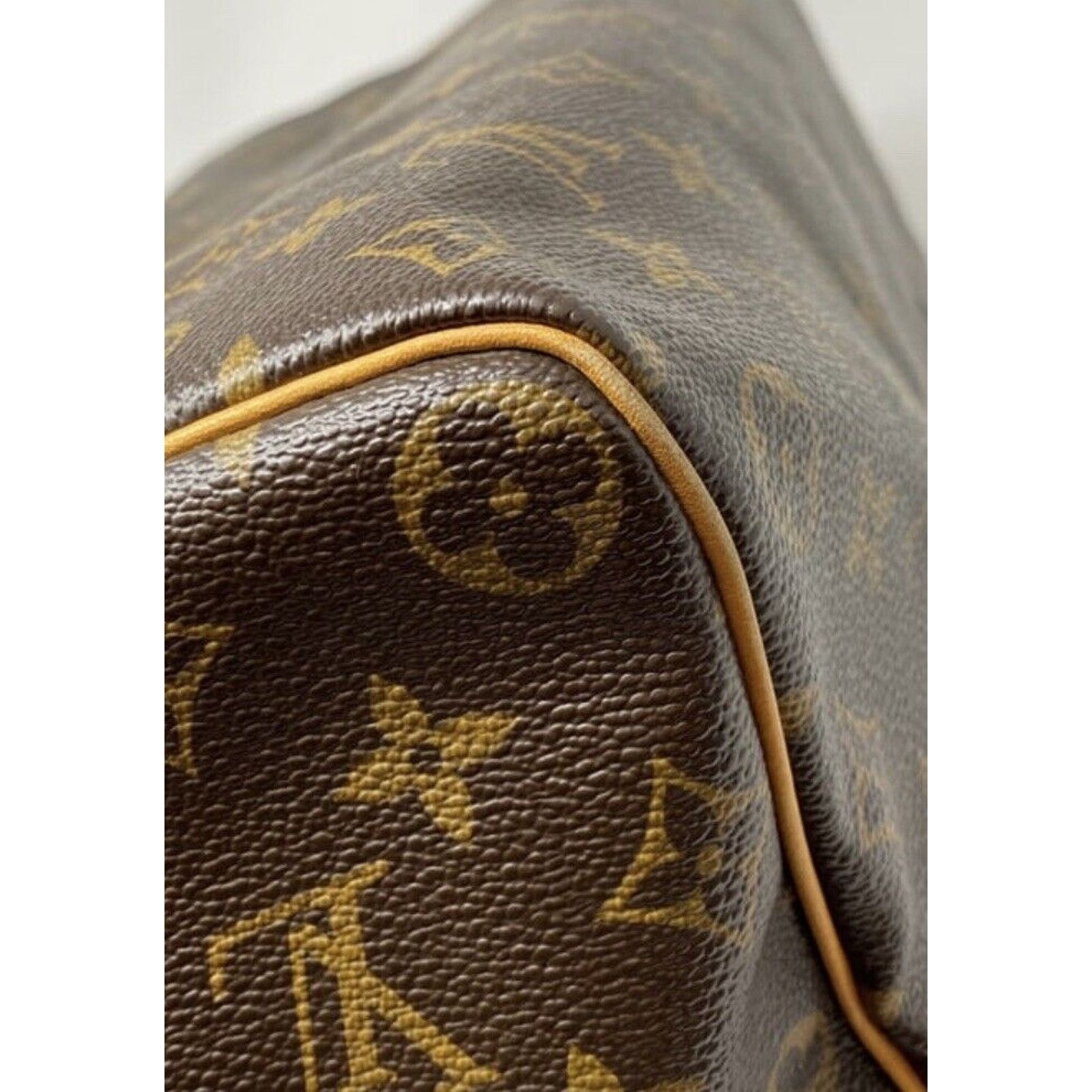 Louis Vuitton Louis Vuitton Speedy 35 Handbag Brown Leather Monogram Size ONE SIZE - 7 Thumbnail