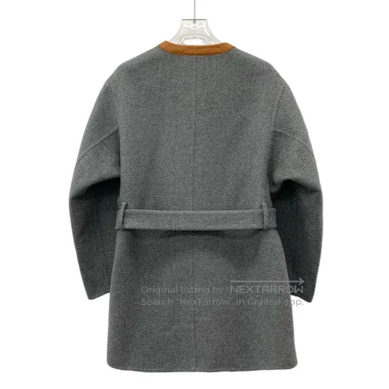 Hermes Hermes Grey Cashmere Side-Trimmed Long Sleeve Belted Wool Size XS / US 0-2 / IT 36-38 - 2 Thumbnail