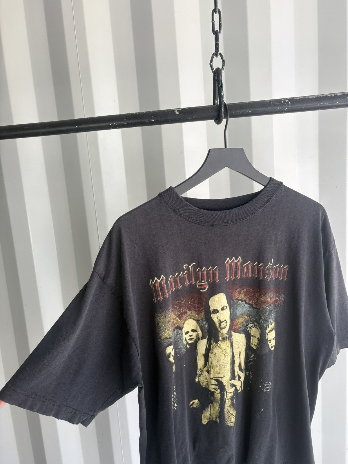 Band Tees Vintage Marilyn Manson Shirt Faded Distressed Grunge Band Size US XL / EU 56 / 4 - 4 Thumbnail