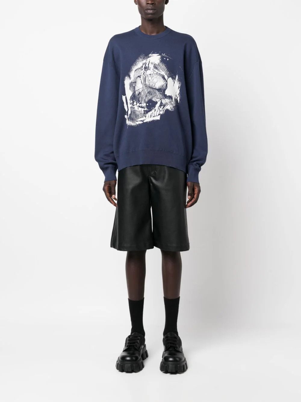 Alexander McQueen o1y1024 Sweater in Navy Blue Size US M / EU 48-50 / 2 - 2 Thumbnail
