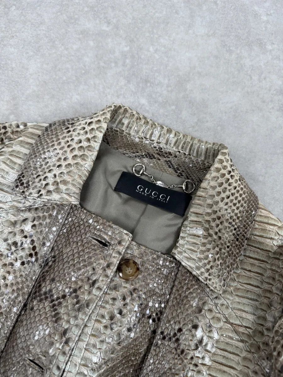 Gucci SS2009 Gucci Beige Python Leather Jacket by Frida Giannini Size S / US 4 / IT 40 - 16 Thumbnail