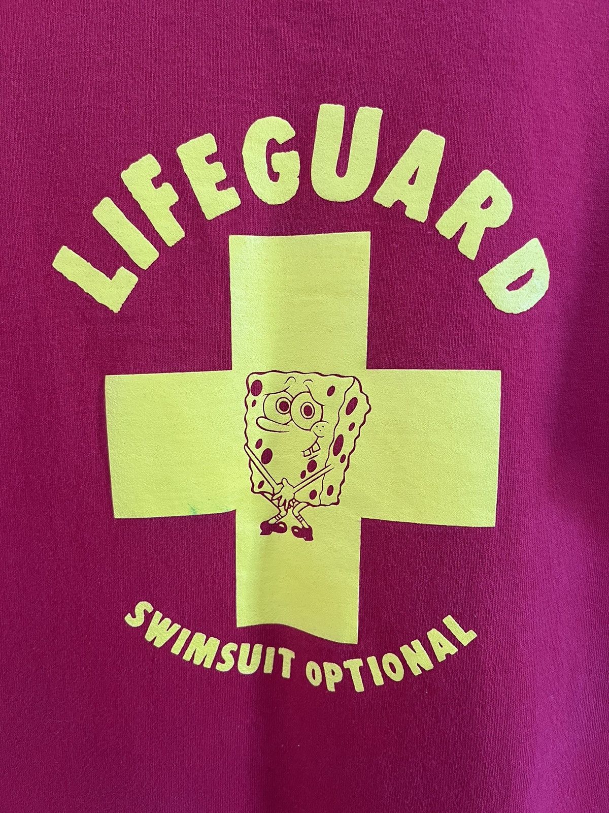 Cartoon Network × Vintage © 2002 SpongeBob “Lifeguard Swimsuit Optional” Humor T-Shirt Size US L / EU 52-54 / 3 - 3 Thumbnail