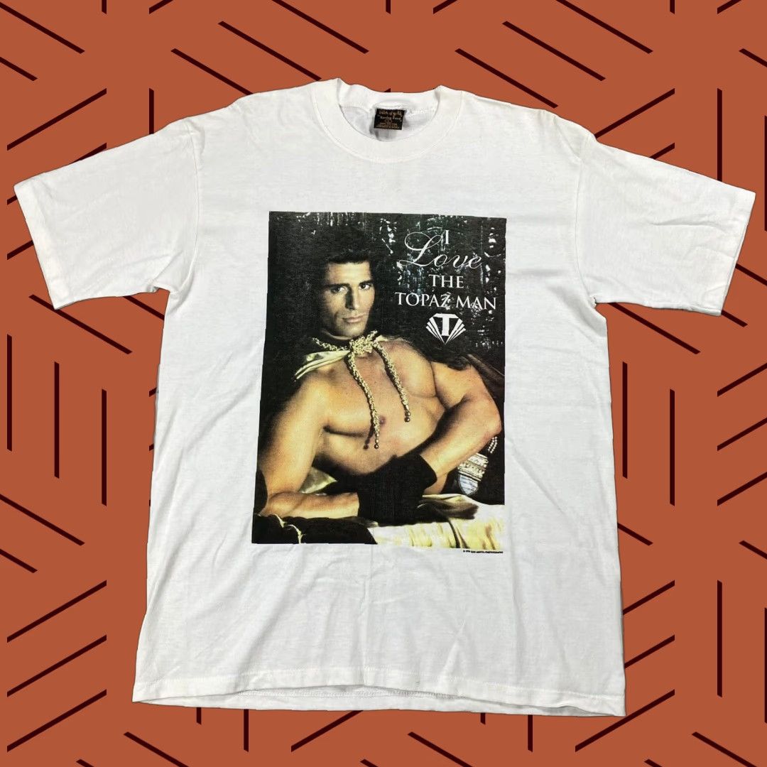Vintage VINTAGE 90s TOUCH OF GOLD SPRING FORD I LOVE TOPAZ MAN ROMANCE GRAPHIC T-SHIRT LARGE WHITE EROTIC DOUBLE SIDED Unisex Size US L / EU 52-54 / 3 - 1 Thumbnail