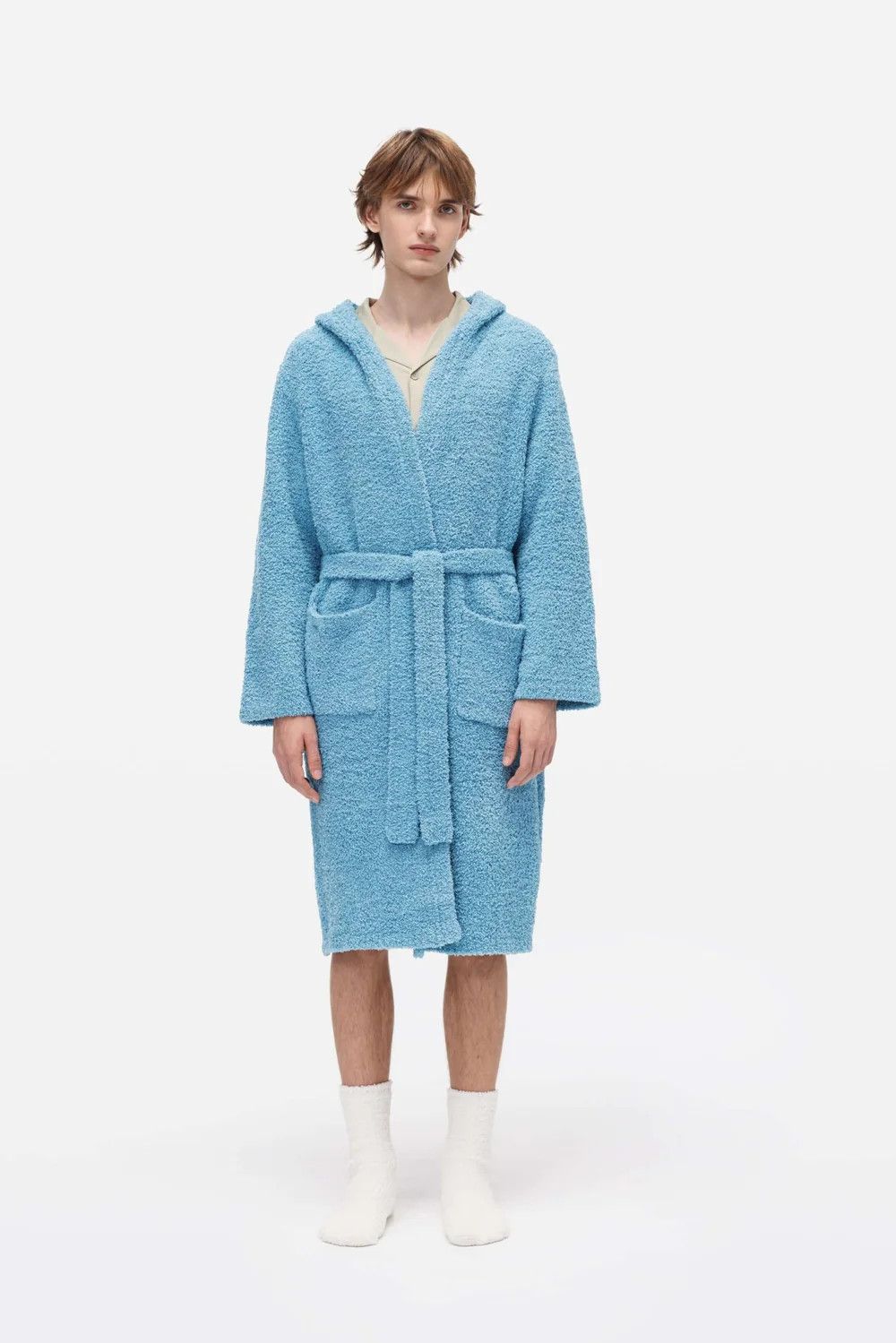 Tekla o1mle0325 Unisex Hooded Bathrobe in Aqua Blue Size US XL / EU 56 / 4 - 1 Thumbnail