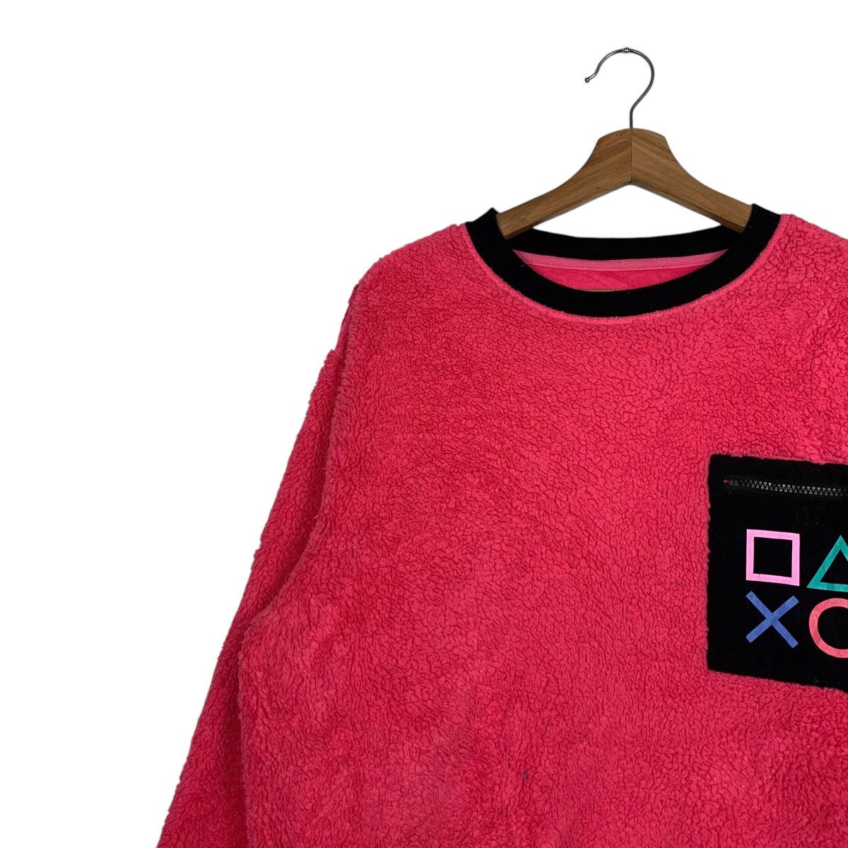 GU PLAYSTATION Embroidery Logo Pullover Pink Fleece #1587-C71 Size US XL / EU 56 / 4 - 6 Thumbnail