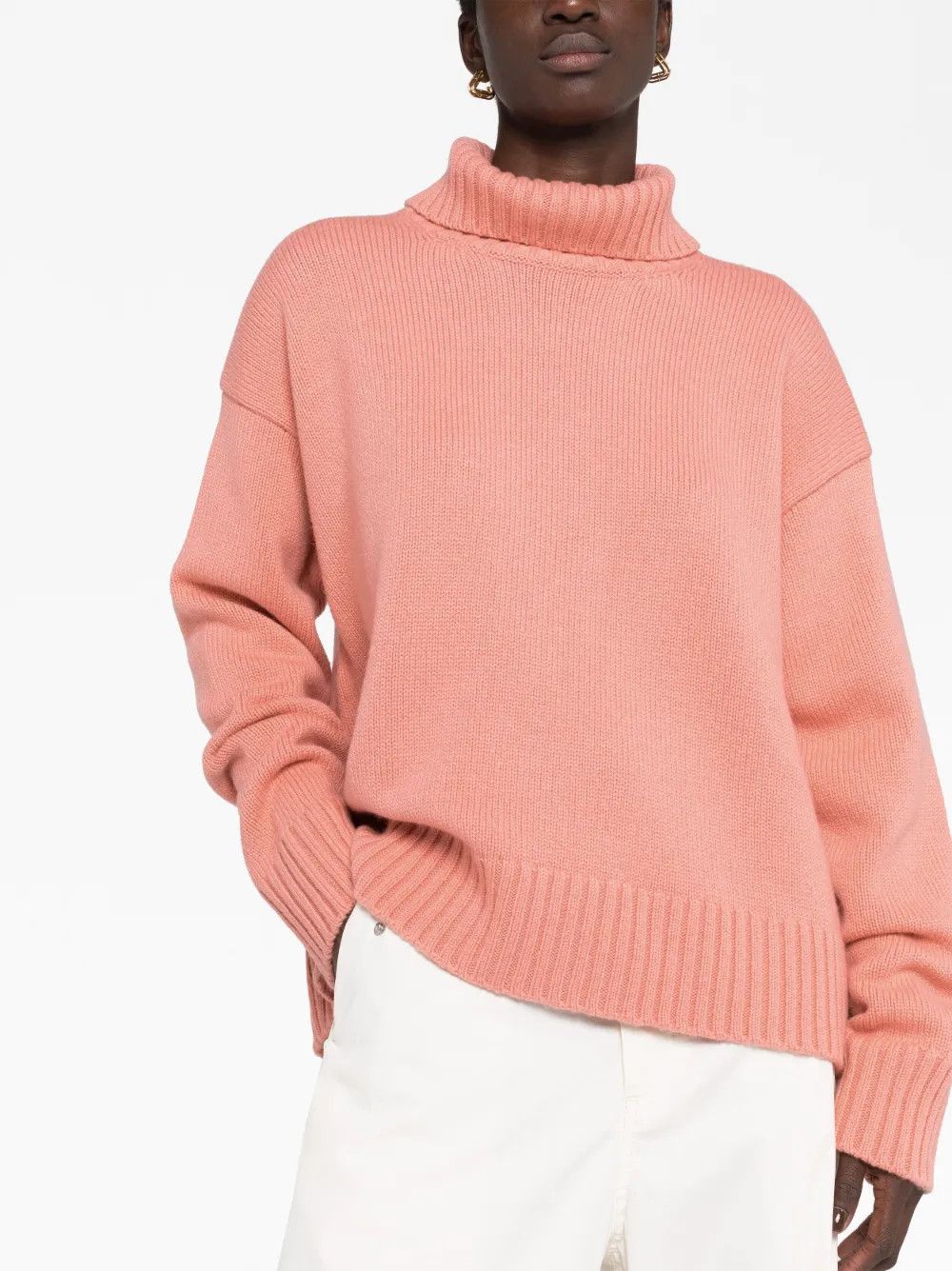 Jil Sander o1y1025 Turtleneck Cashmere Blend Sweater in Salmon Pink Size XS / US 0-2 / IT 36-38 - 2 Thumbnail