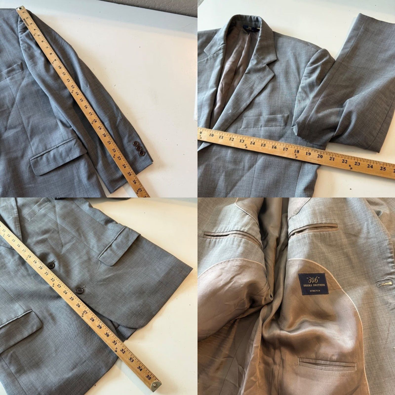 Brooks Brothers Brooks Brothers Blazer Jacket Mens 41R 2 Button Notch Lapel Wool Stretch Gray Solid Vented 4-Button Sleeve Regular Size 42R - 8 Thumbnail