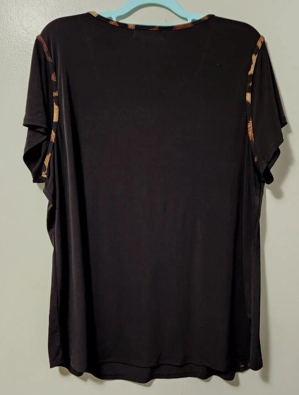 Designer Diana Belle Top Plus Size 3x Black Leopard Eyelet Stretch Size 3XL / US 20-22 - 2 Thumbnail