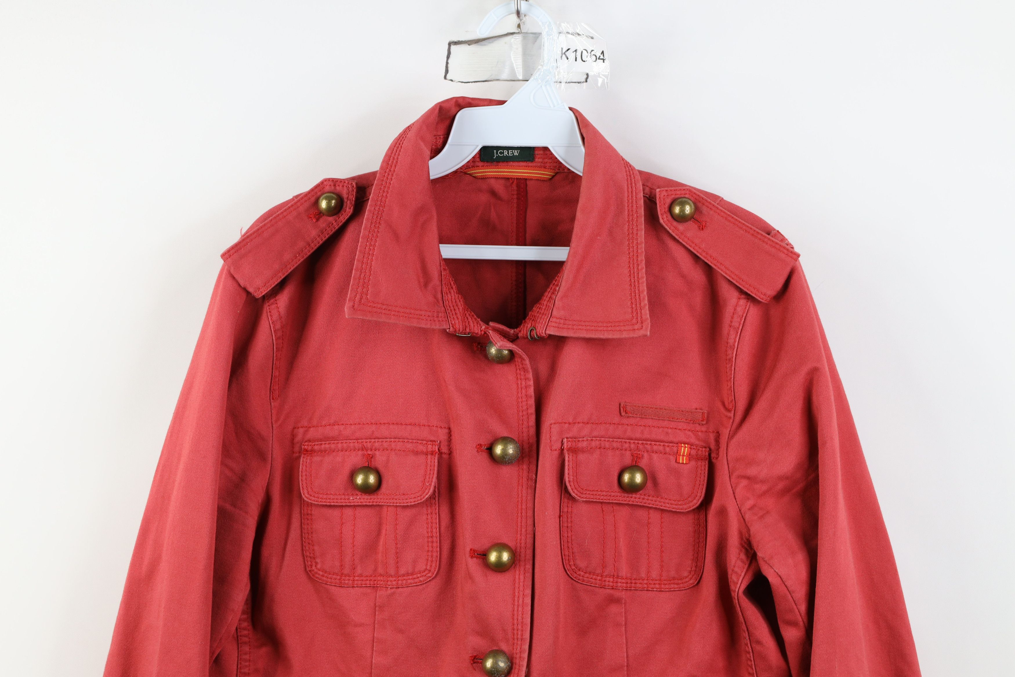J.Crew Vintage J Crew Military Style Button Jacket Pink Cotton Size M / US 6-8 / IT 42-44 - 2 Thumbnail