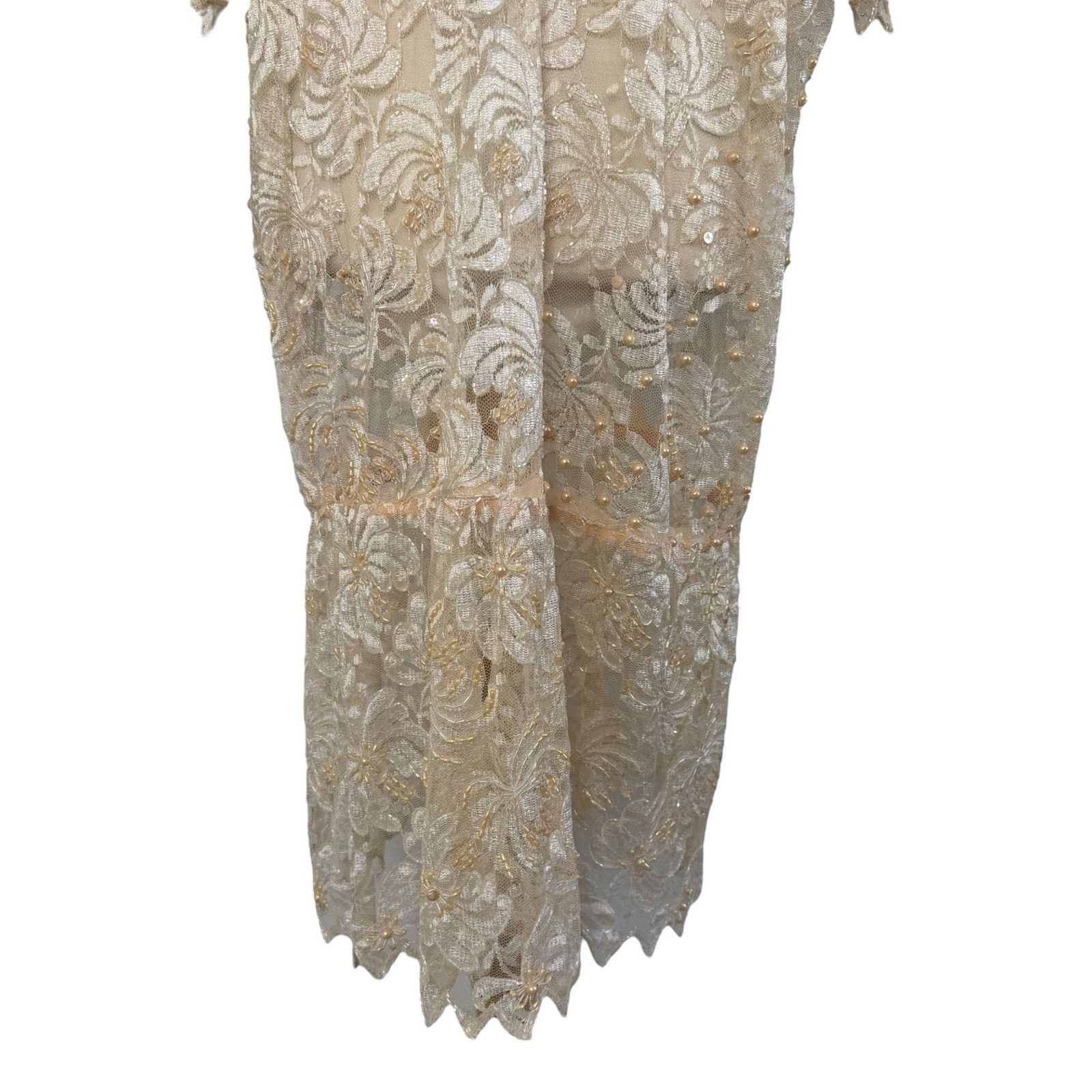 Other JAGSWEAR Vintage 100% Silk Shear Beaded 40s Flapper Dress 3X Size 3XL / US 20-22 - 10 Thumbnail