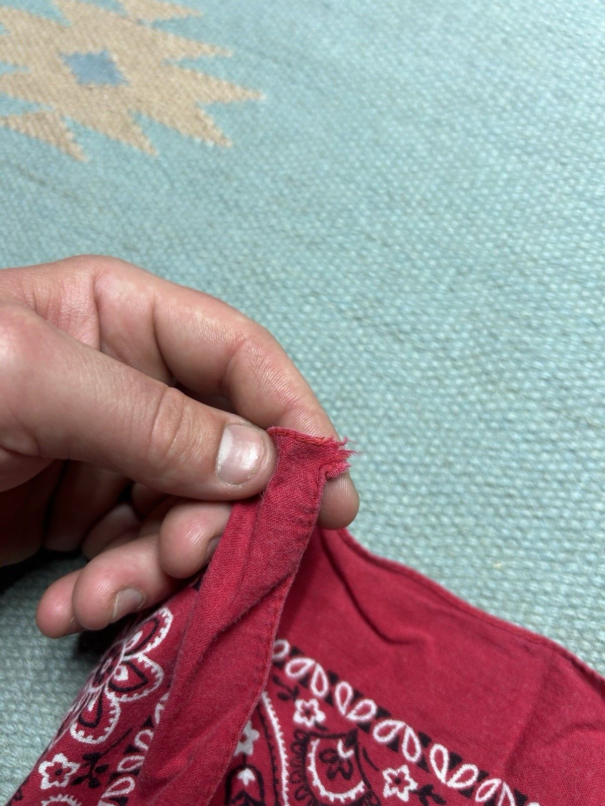 Vintage Vtg cotton bandana handkerchief paisley distressed soft USA Size ONE SIZE - 7 Thumbnail