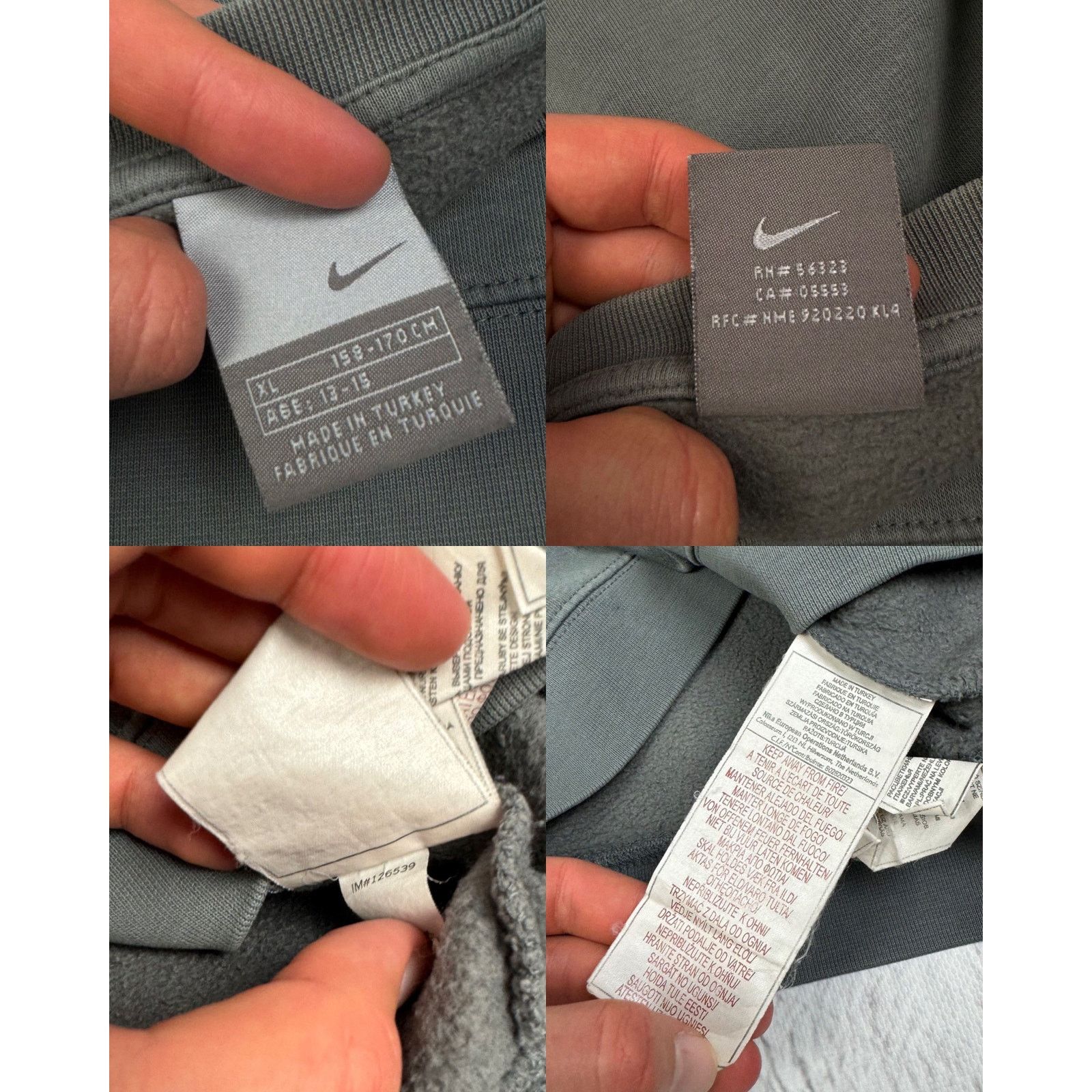 Nike VTG Nike Gray White Swoosh Fleece Lined Pullover Sweatshirt Size US S / EU 44-46 / 1 - 3 Thumbnail
