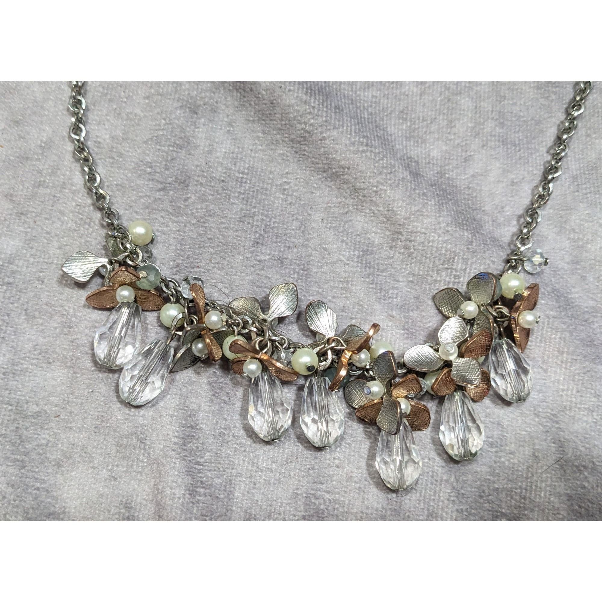 Other C 1946 Floral Metal Glass And Faux Pearl Cluster Necklace Size ONE SIZE - 7 Thumbnail