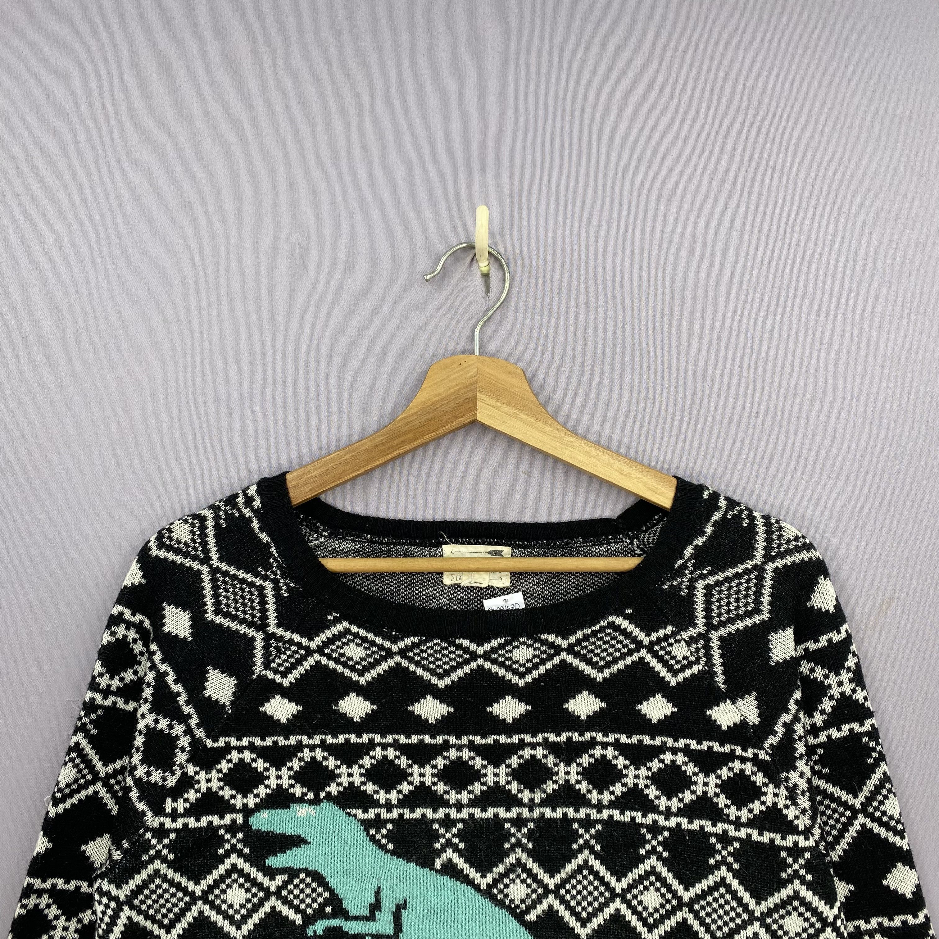 Japanese Brand Vintage LA Hearts Fair Isle T-Rex Sweater Novelty Jumper Size S / US 4 / IT 40 - 4 Thumbnail
