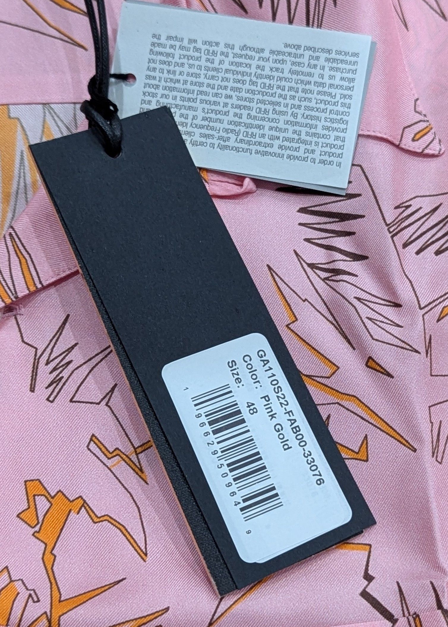Palm Angels PALM ANGELS Palm Print Silk Button Up Shirt Pink/Gold 48 Size US M / EU 48-50 / 2 - 8 Thumbnail