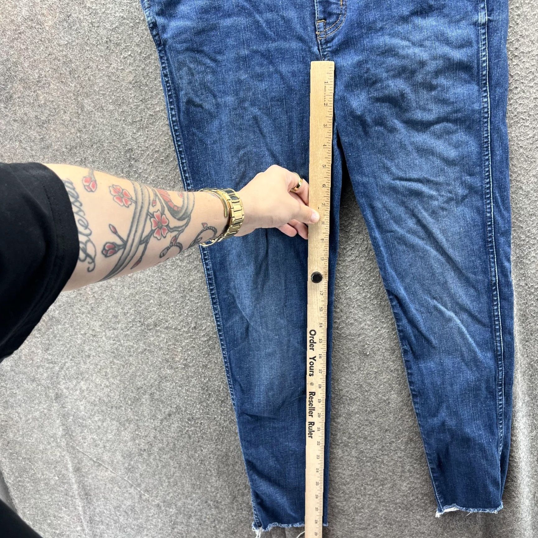 Madewell Madewell Jeans Womens 31 Blue Raw Hem Stretch Denim Ankle 9" High-Rise Skinny Size 24" / US 00 / IT 34 - 6 Thumbnail