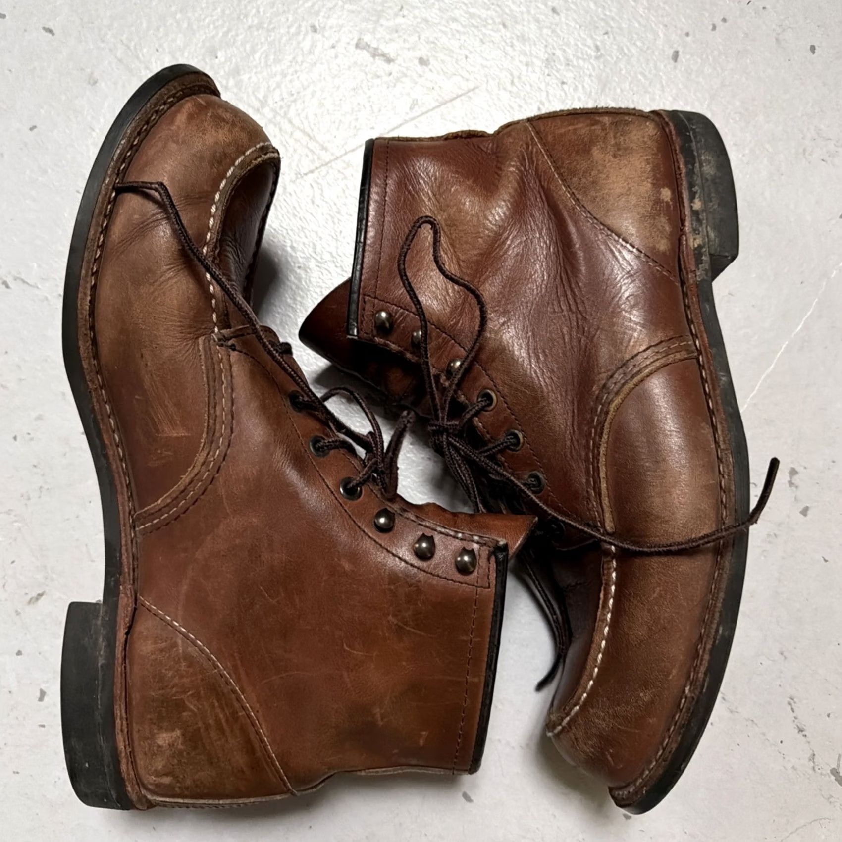 Red Wing Red Wing Heritage 3954 Roughneck 6” Leather Work Boots Mens 11.5 Brown Leather USA 90s Workwear Biker Size US 12 / EU 45 - 6 Thumbnail