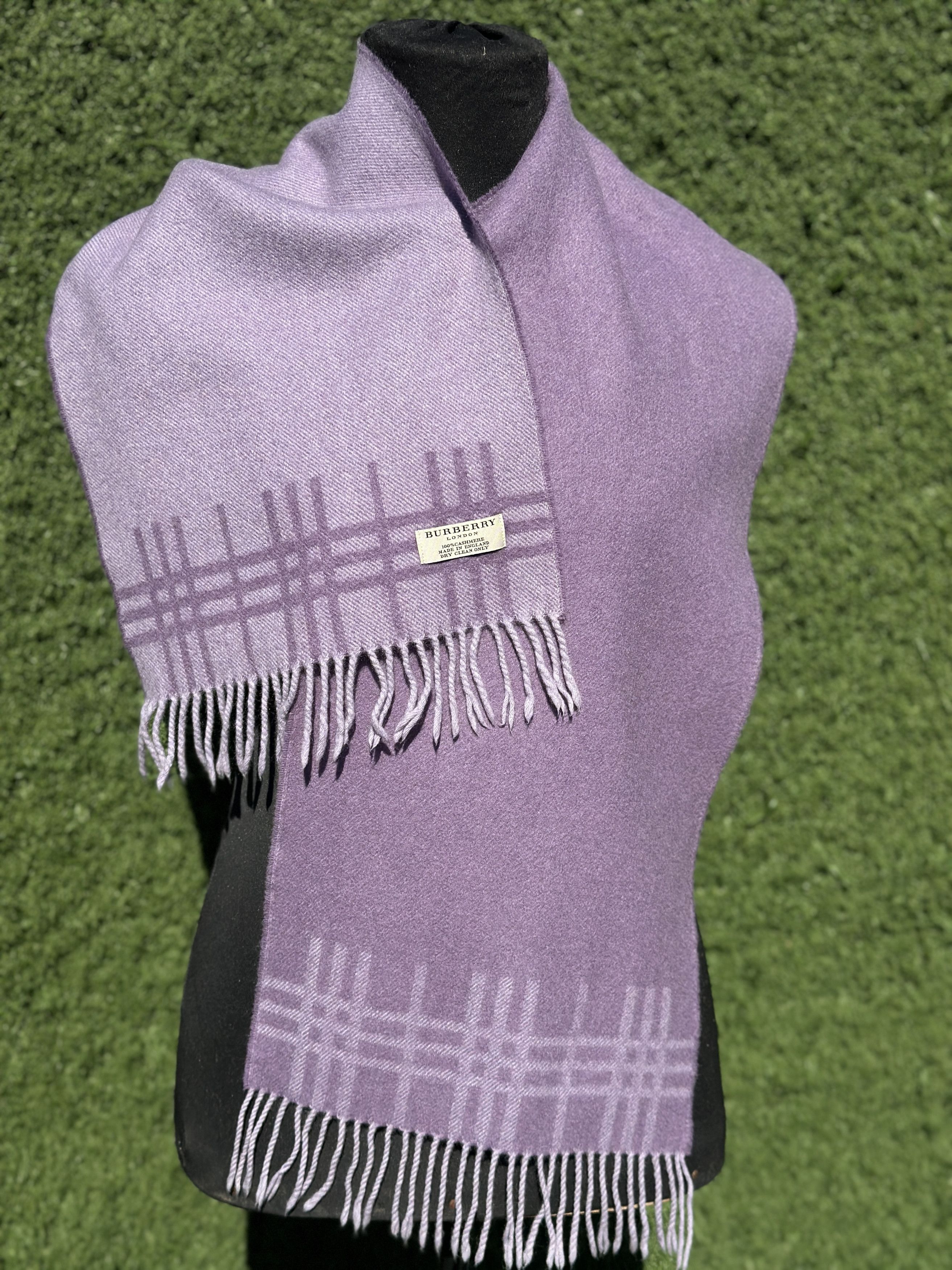Burberry Burberry London 100% Cashmere Scarf Lilac England 130x30 Cm Size ONE SIZE - 2 Thumbnail
