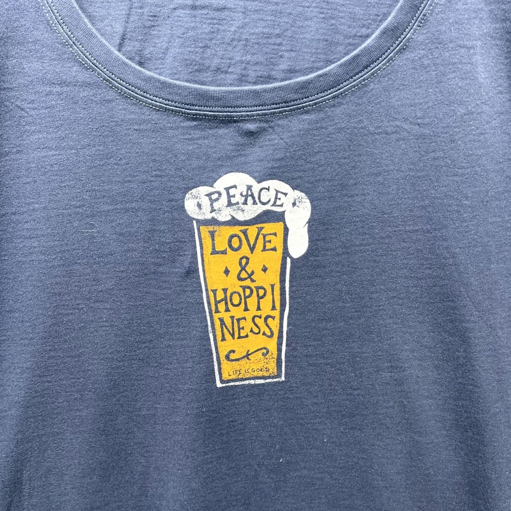 Life is Good VINTAGE Life is Good Crusher Shirt Tee Womens 3XL Blue Peace Love & Hoppiness Beer Size XXL / US 16-18 / IT 52-54 - 7 Thumbnail