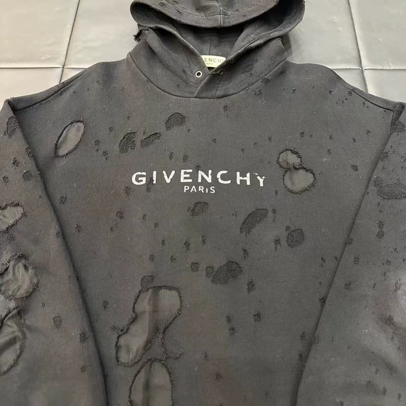 Givenchy Givenchy Classic Black Hole Letter Hooded Sweatshirt 2505-N Size US S / EU 44-46 / 1 - 2 Thumbnail