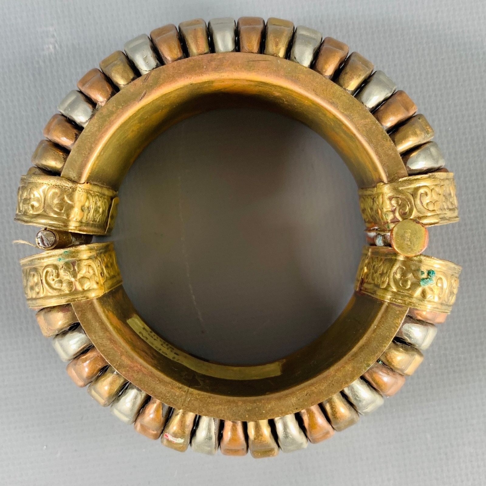 Vintage VINTAGE Gold Silver Metal Cuff Bracelet Size ONE SIZE - 1 Thumbnail