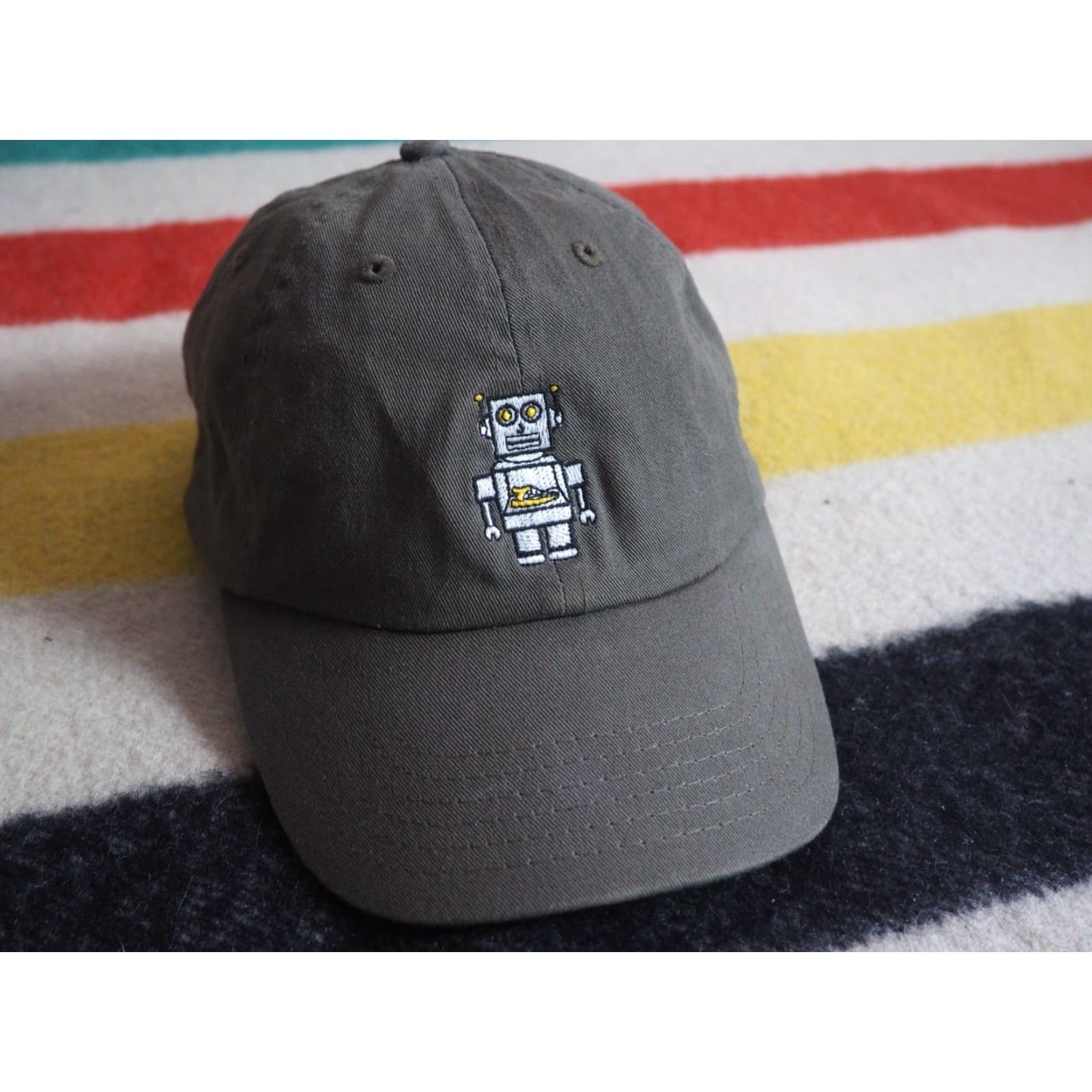 KEEN VTG Keen Footwear Robot Outdoor Olive Adjustable Strapback Dad Cap Hat Mens Olive Green Cotton Baseball Cap Size ONE SIZE - 5 Thumbnail