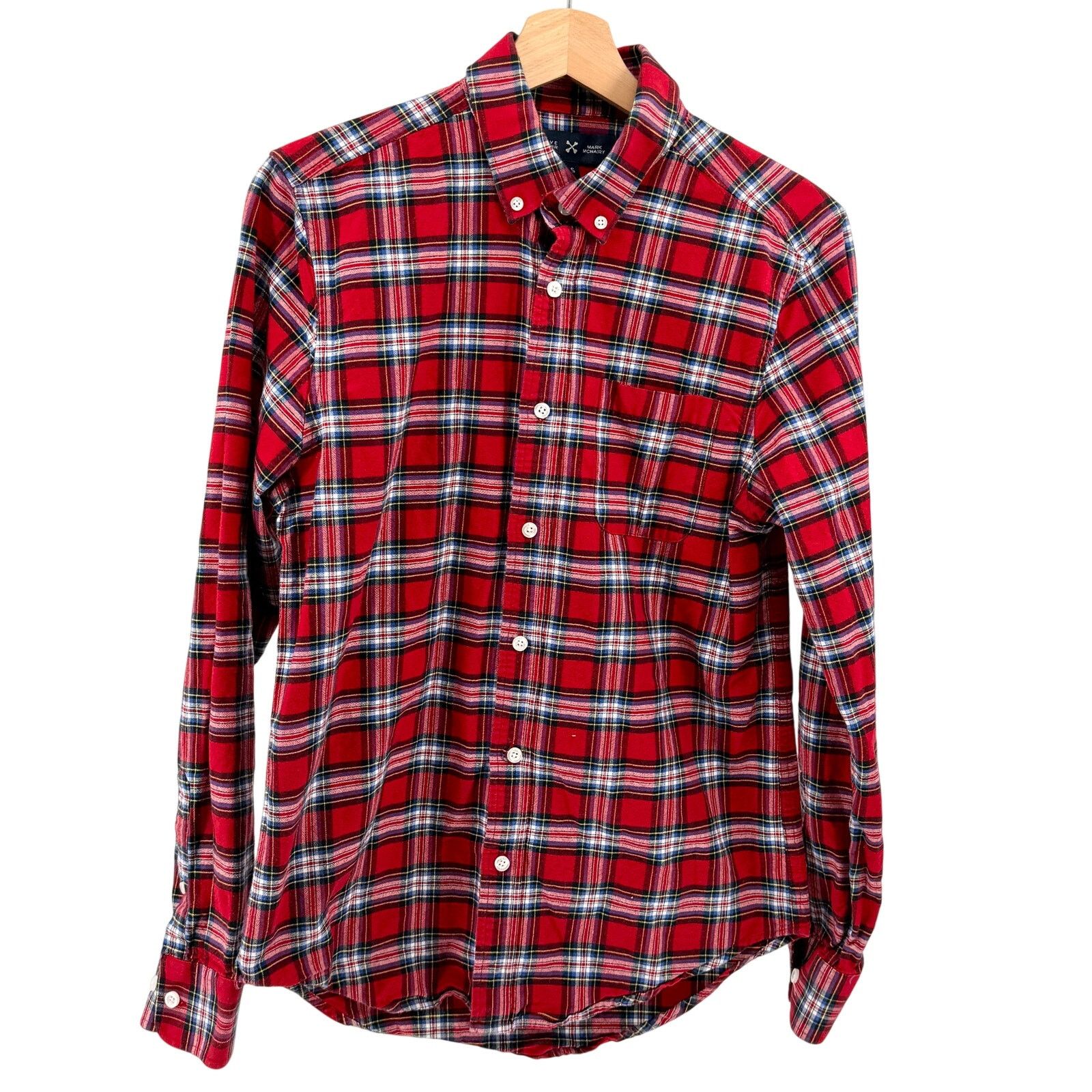 Mark McNairy Red Plaid 100% Cotton Heavyweight Button Down Shirt Size US S / EU 44-46 / 1 - 1 Thumbnail
