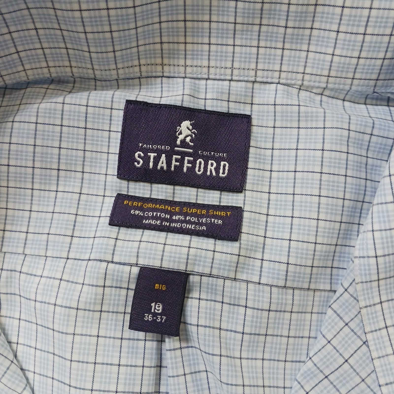 Stafford Stafford RN#93677 Mens White Plaid Shirt Sz Big 19 (36-37) Size US M / EU 48-50 / 2 - 3 Thumbnail