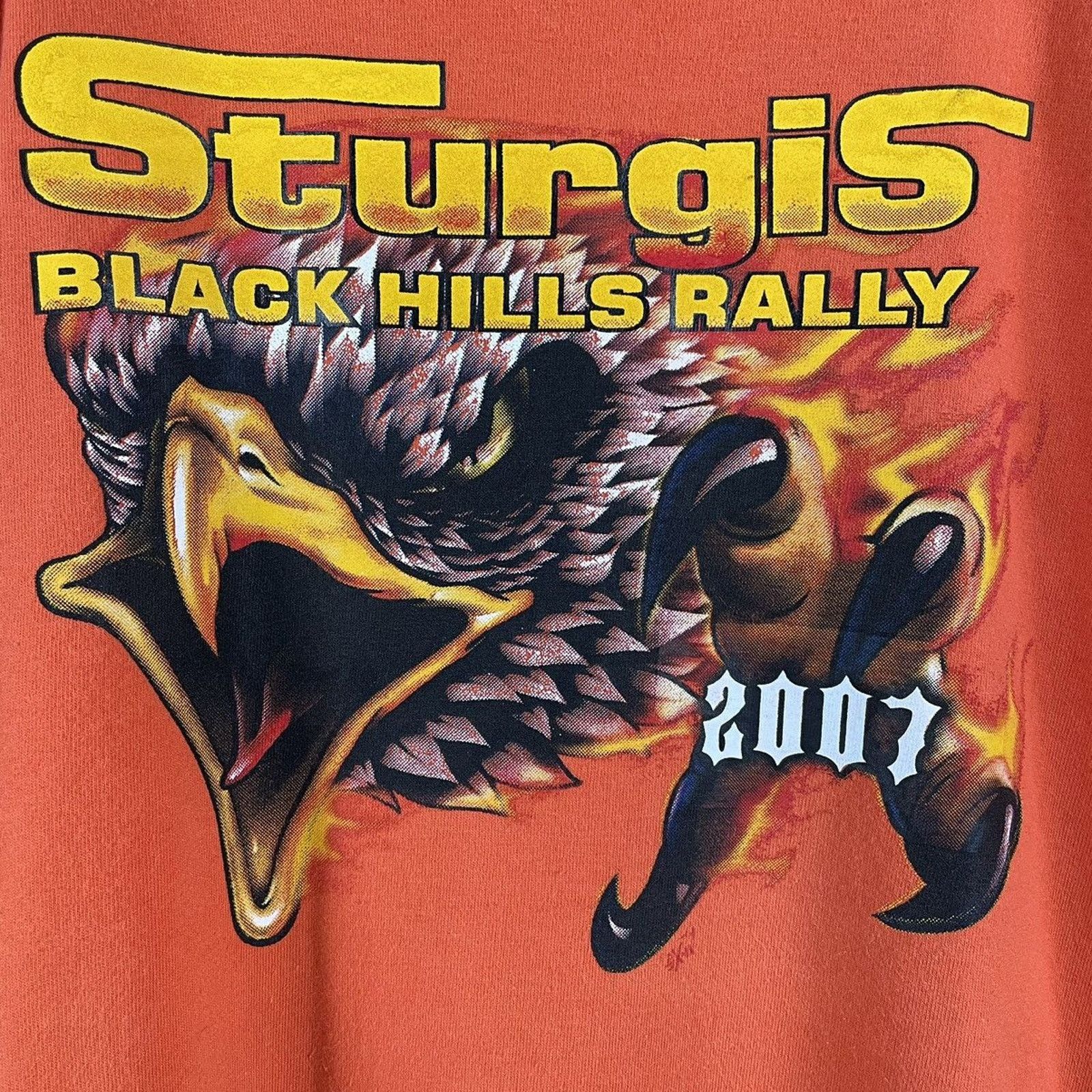 image of Harley Davidson x Racing 2007 Sturgis Bike Rally T in Orange, Men's (Size XL)