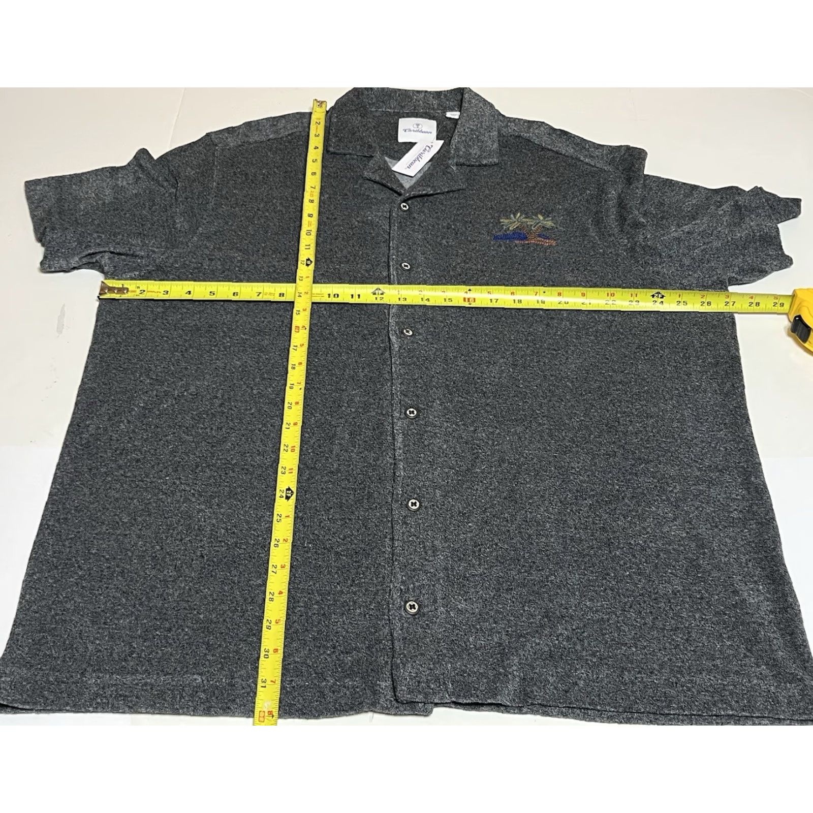 Roundtree & Yorke VINTAGE Roundtree & Yorke Caribbean Short-Sleeve Mens 2XL Gray Palm Tree Button Front NWT Size US XXL / EU 58 / 5 - 4 Thumbnail