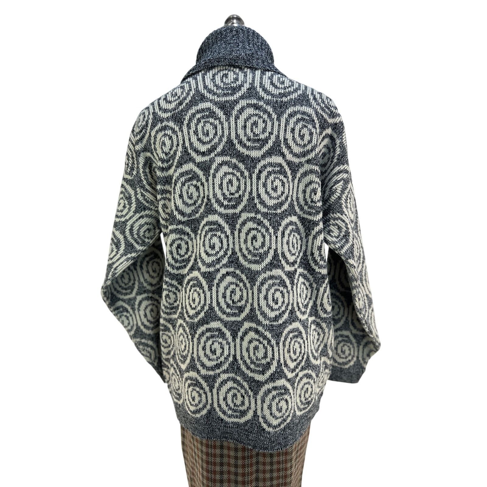 Vintage Spiral Acrylic Knit Turtleneck Sweater Pullover Gray Jumper Size L / US 10 / IT 46 - 8 Thumbnail