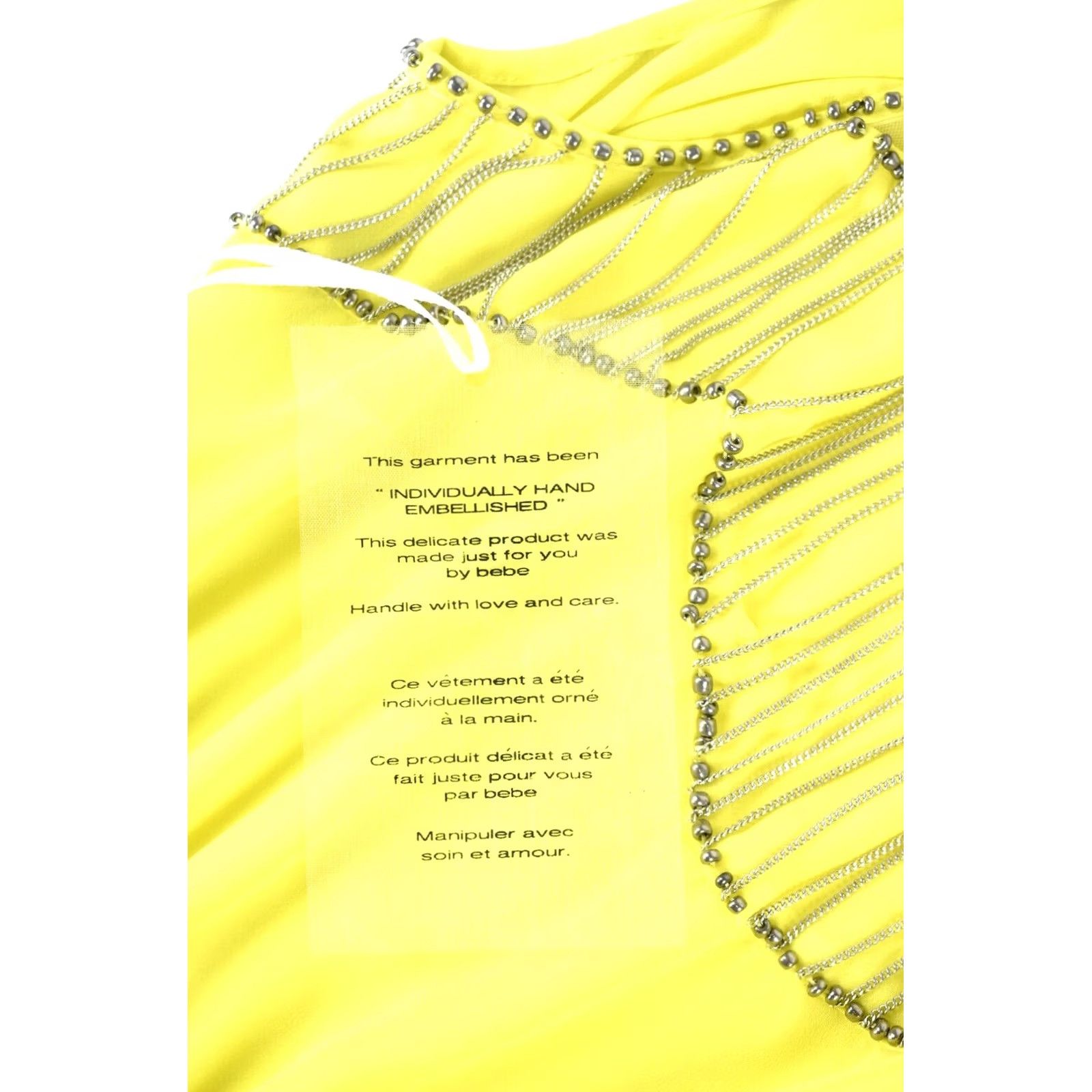 Bebe BEBE Dress Women's SMALL Sleeveless Beaded Neon Yellow Size S / US 4 / IT 40 - 6 Thumbnail