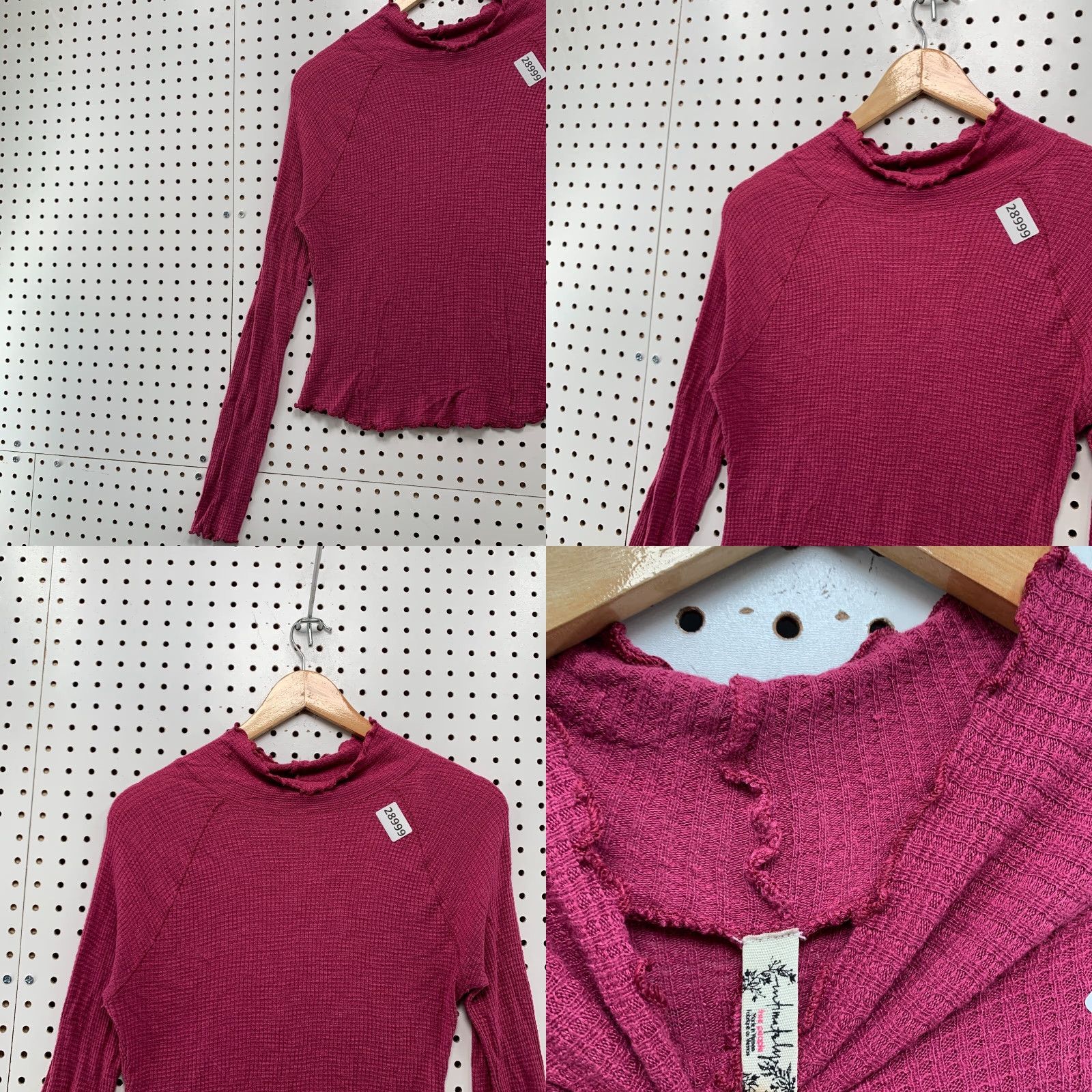 Free People Free People Waffle Knit Thermal Top Womens M Pink Long Sleeve Mock Neck Shirt Size M / US 6-8 / IT 42-44 - 8 Thumbnail
