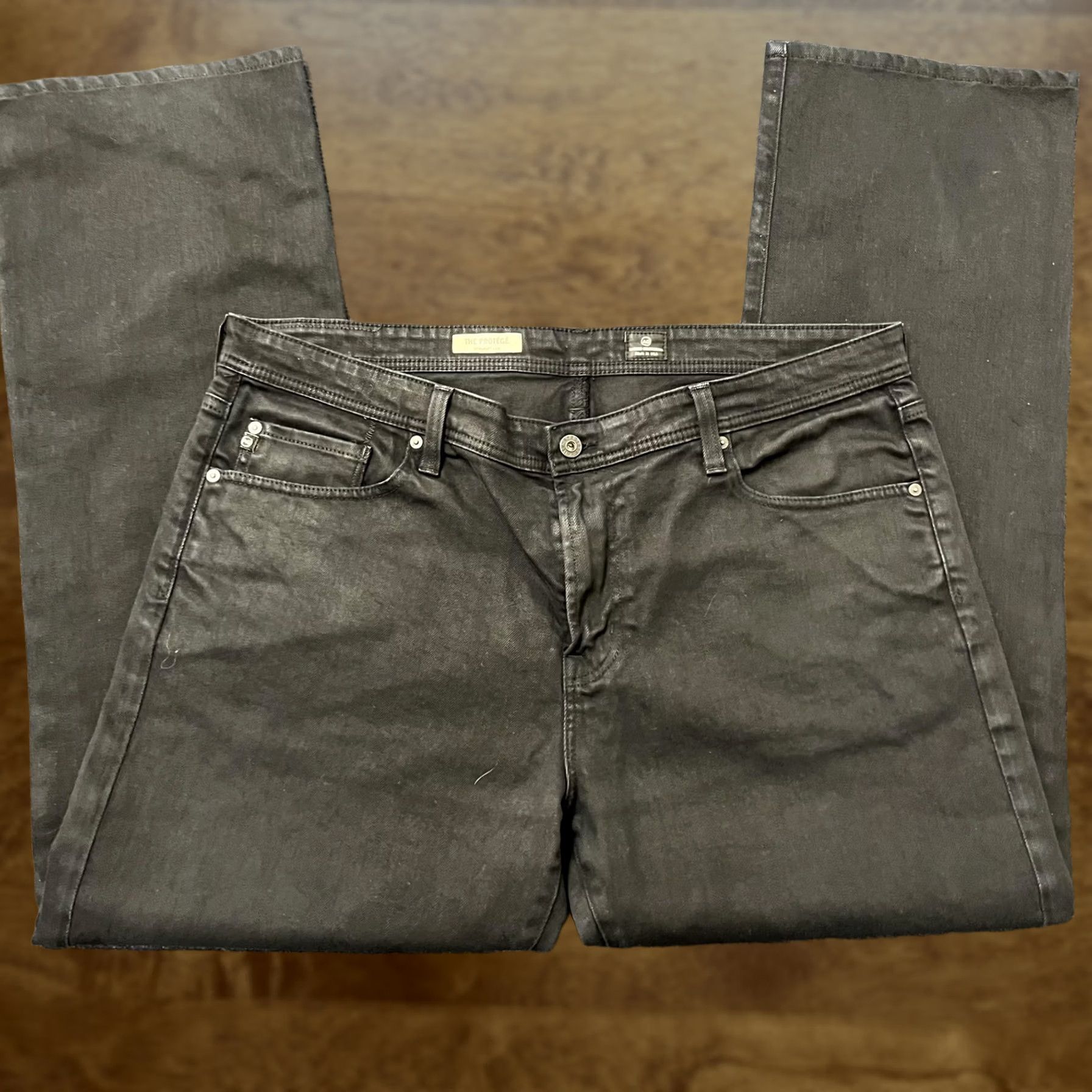 Denime AG Adriano Goldschmied The Protégé Jeans Mens Black Straight Leg Denim USA Jeans Size US 36 / EU 52 - 1 Thumbnail