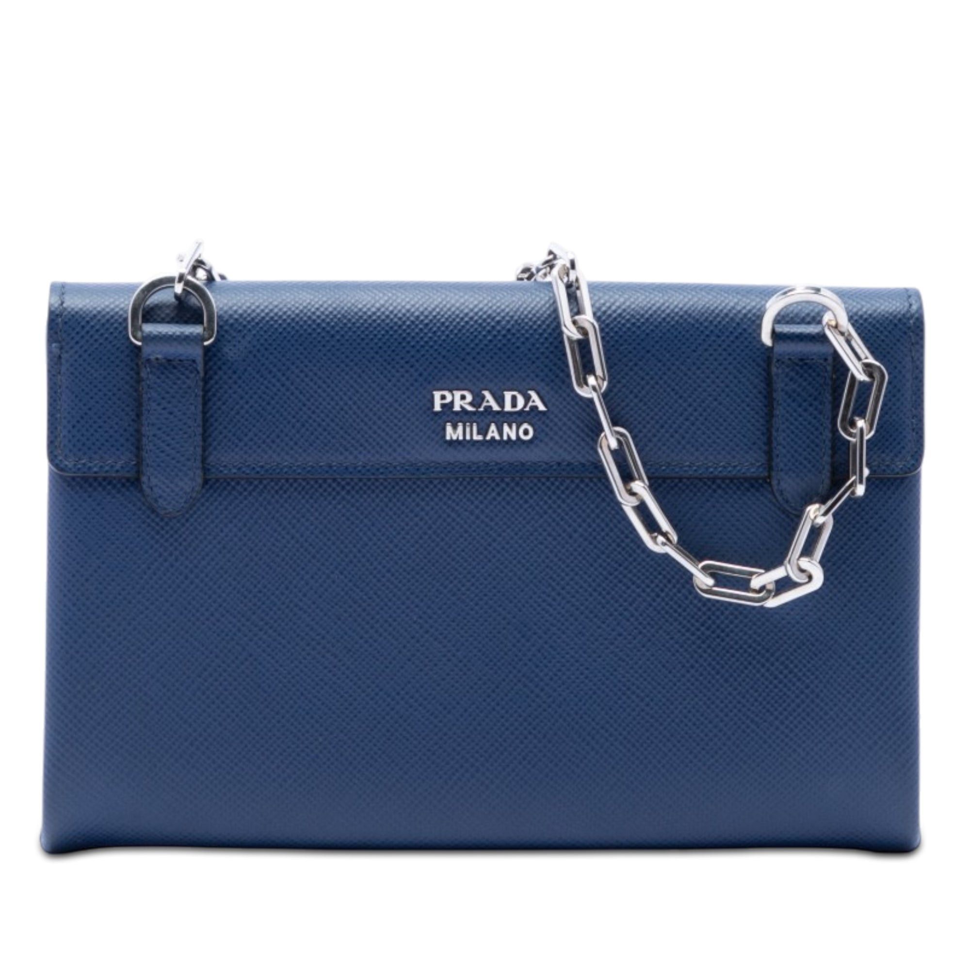 Prada Saffiano Cuir Twist Lock Chain Flap Size ONE SIZE - 1 Thumbnail