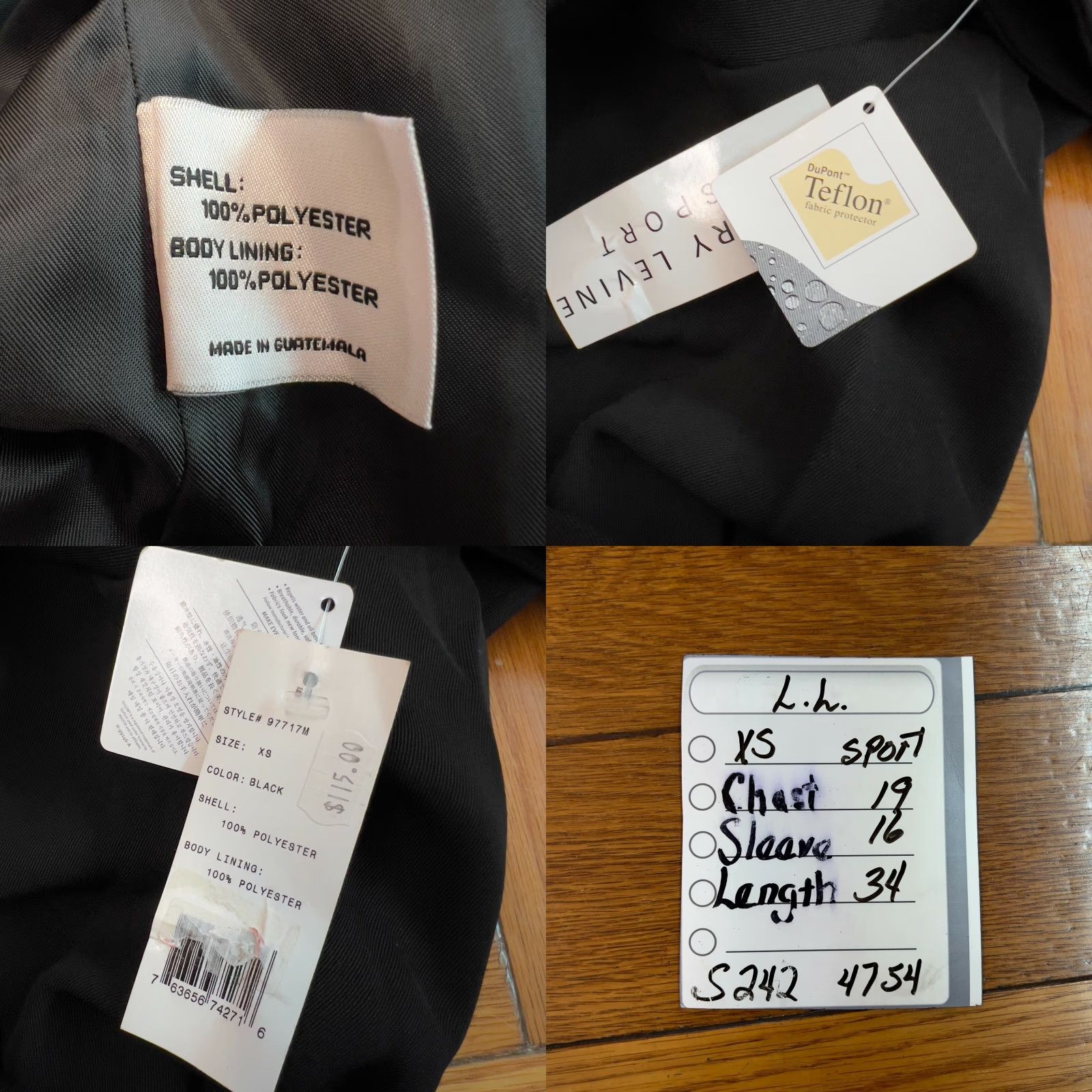 Vintage Larry Levine Sport Womens Overcoat Black XS Coat Long Sleeve 34" Length Button Pattern Solid 100% Polyester Winter Fall Casual Womens Size XS / US 0-2 / IT 36-38 - 8 Thumbnail