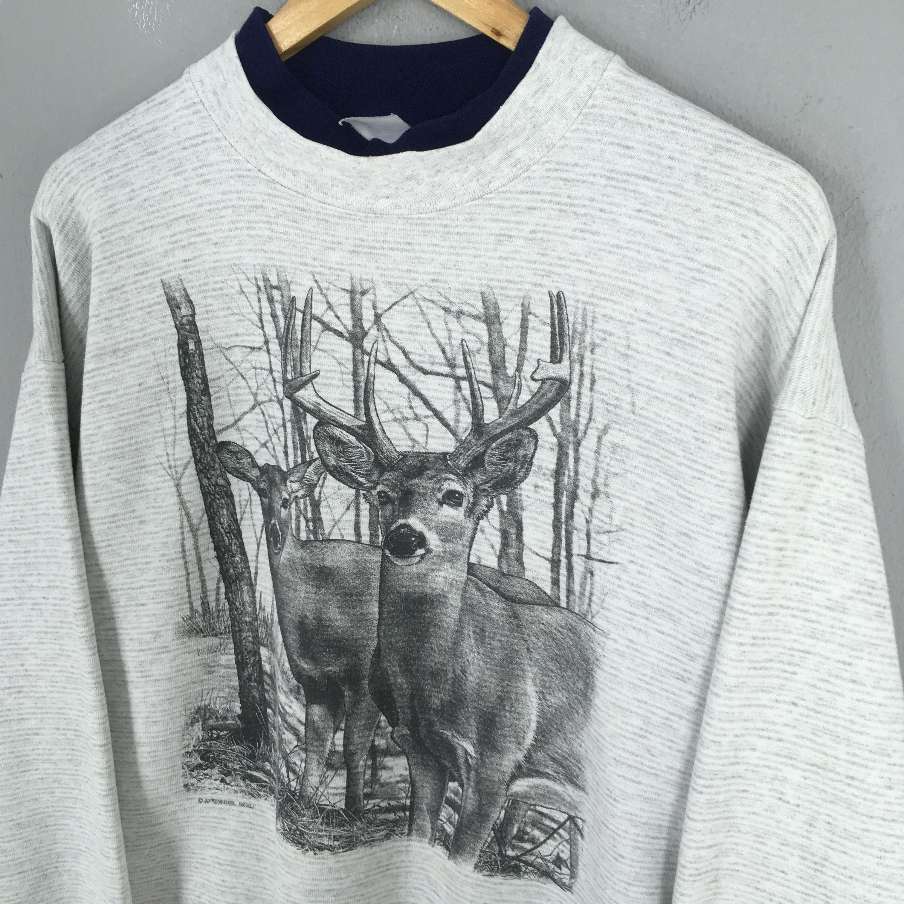 Habitat Vintage Deer Animal White-Tailed Gray Sweatshirt XLarge Size US XL / EU 56 / 4 - 3 Thumbnail