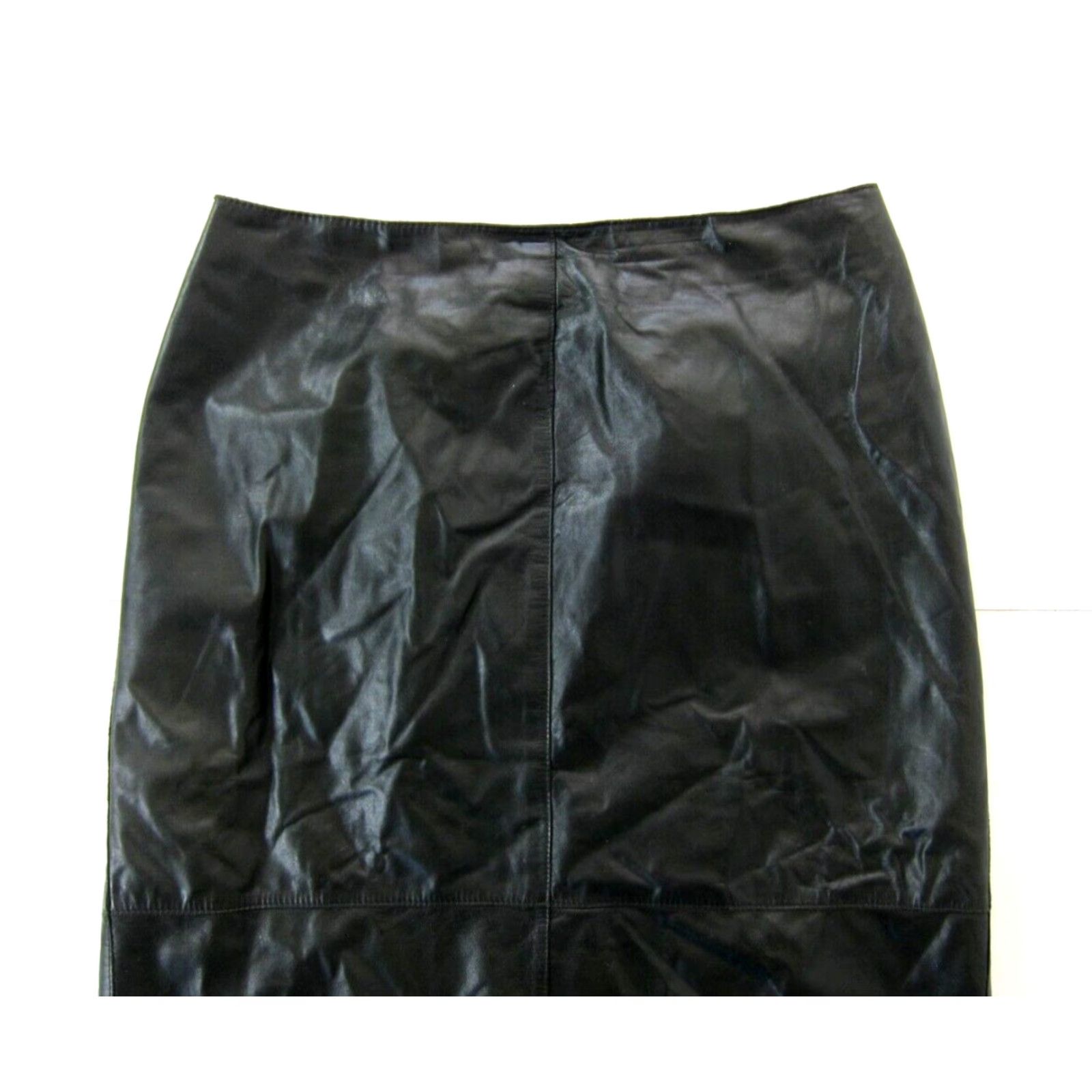 Kenneth Cole Kenneth Cole New York Black Leather Midi Pencil Straight A-Line Skirt Women 8 Size 30" / US 8 / IT 44 - 3 Thumbnail