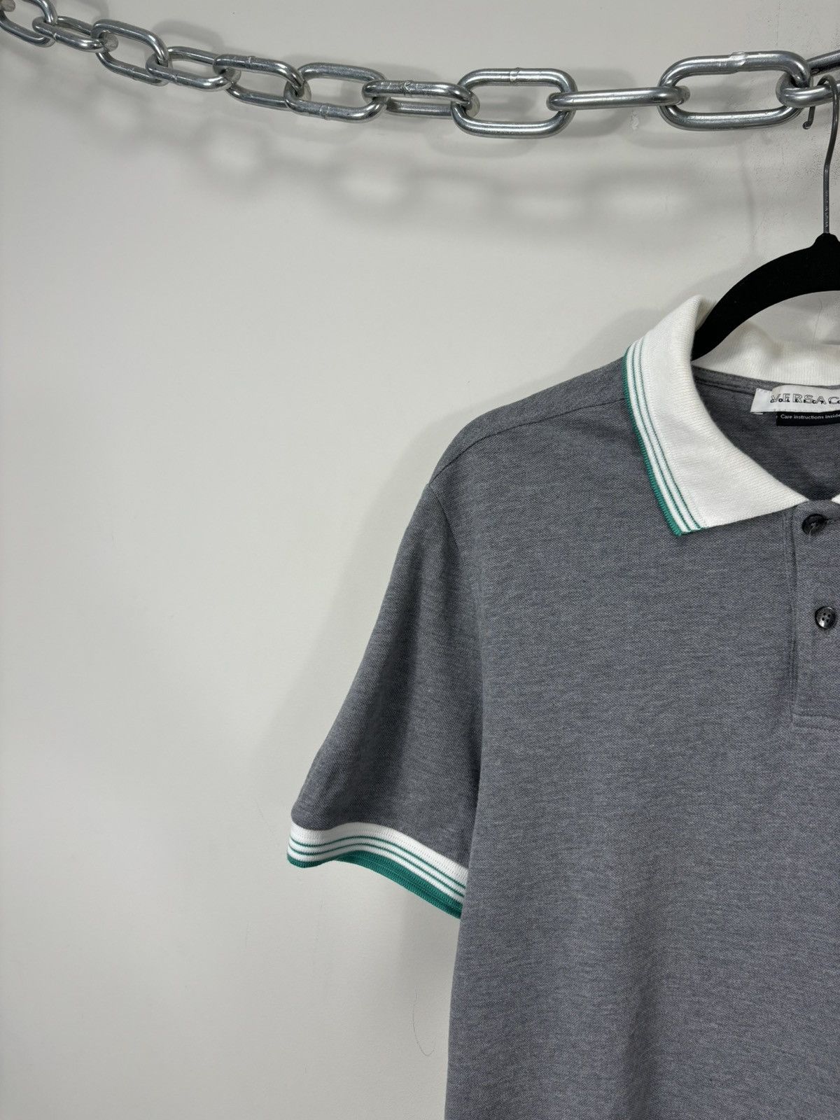 Versace Versace Collection Men’s Embroidered V Logo Gray Polo Shirt Size US L / EU 52-54 / 3 - 5 Thumbnail