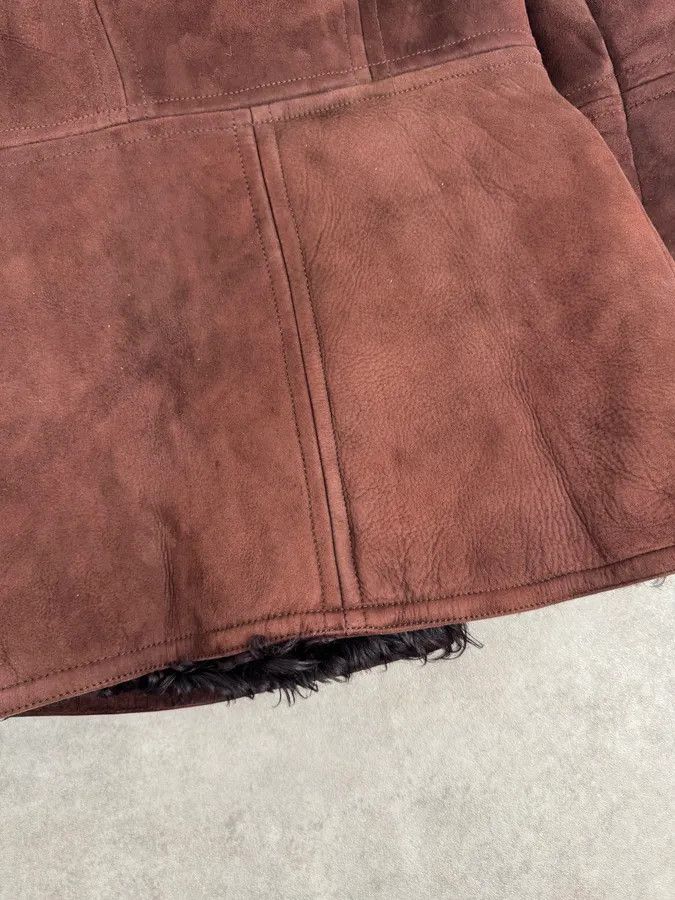 Gucci 2000s Gucci Brown Shearling Leather Buttoned Jacket Size S / US 4 / IT 40 - 14 Thumbnail