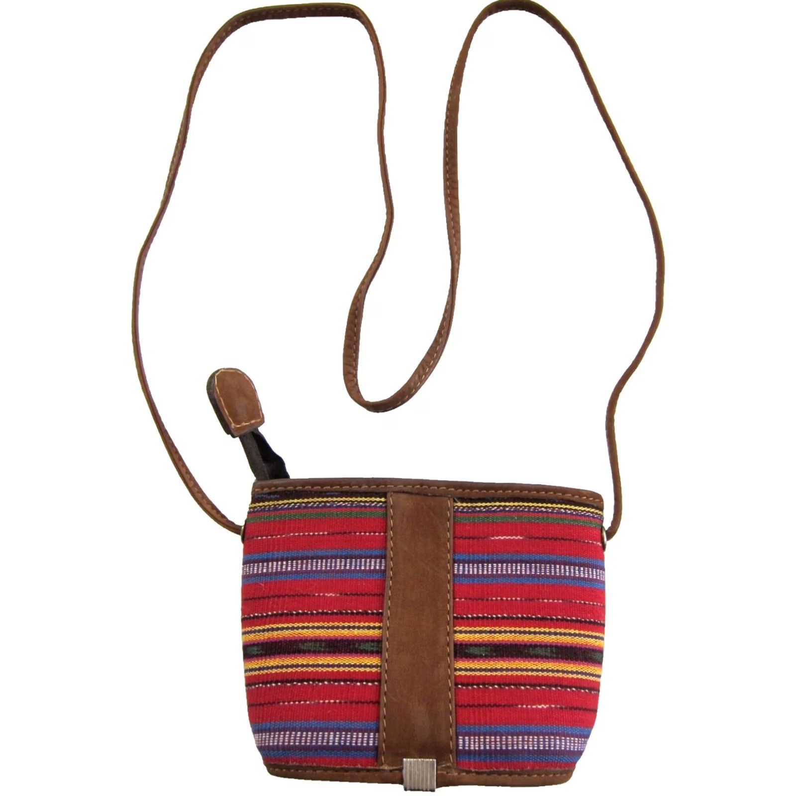 Vintage VINTAGE Handmade Red Woven Leather Small Satchel Purse Guatemala Brown Womens Size ONE SIZE - 3 Thumbnail
