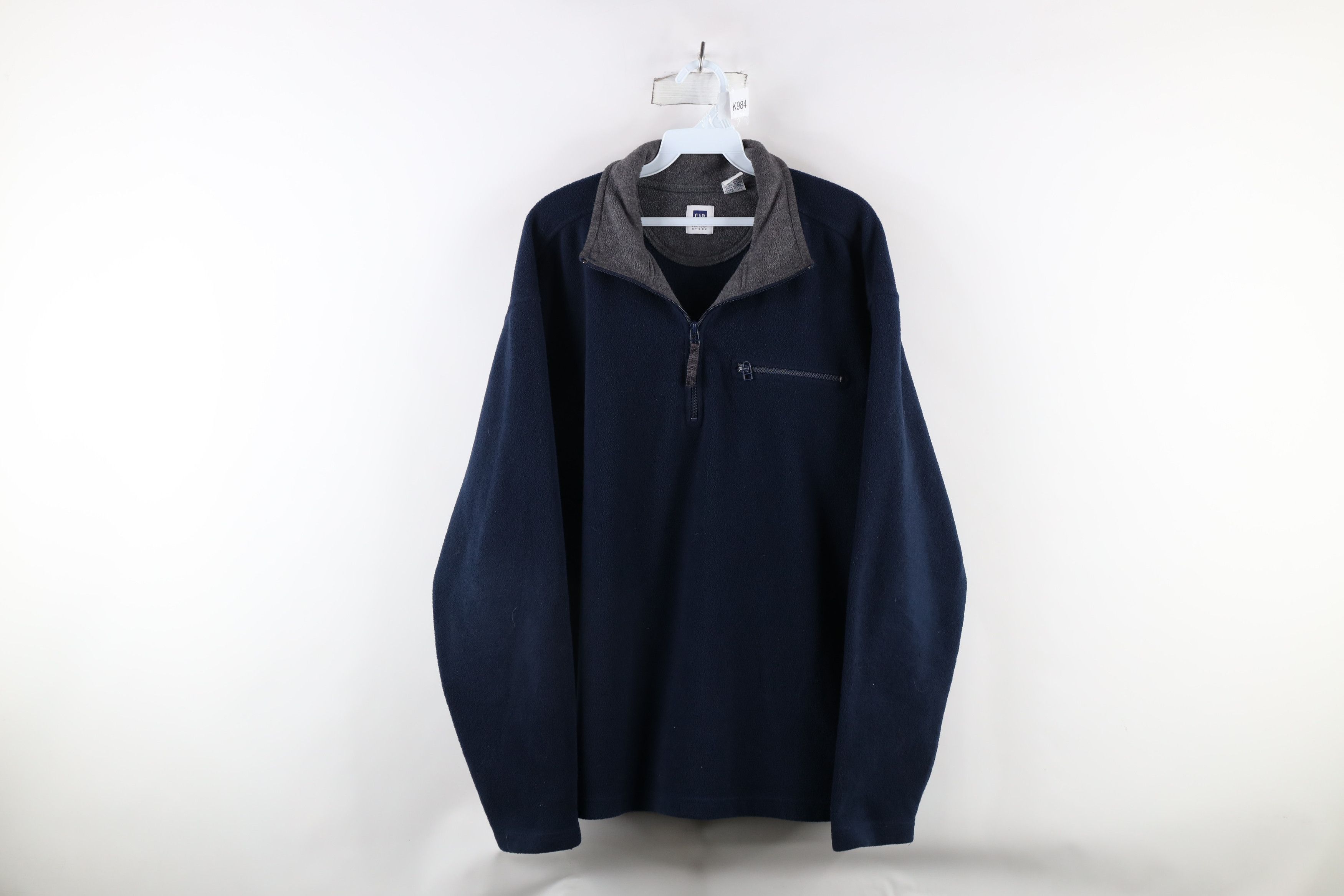 Gap × Vintage Vintage Gap Blank Half Zip Fleece Pullover Sweater Navy Blue Size US L / EU 52-54 / 3 - 1 Thumbnail
