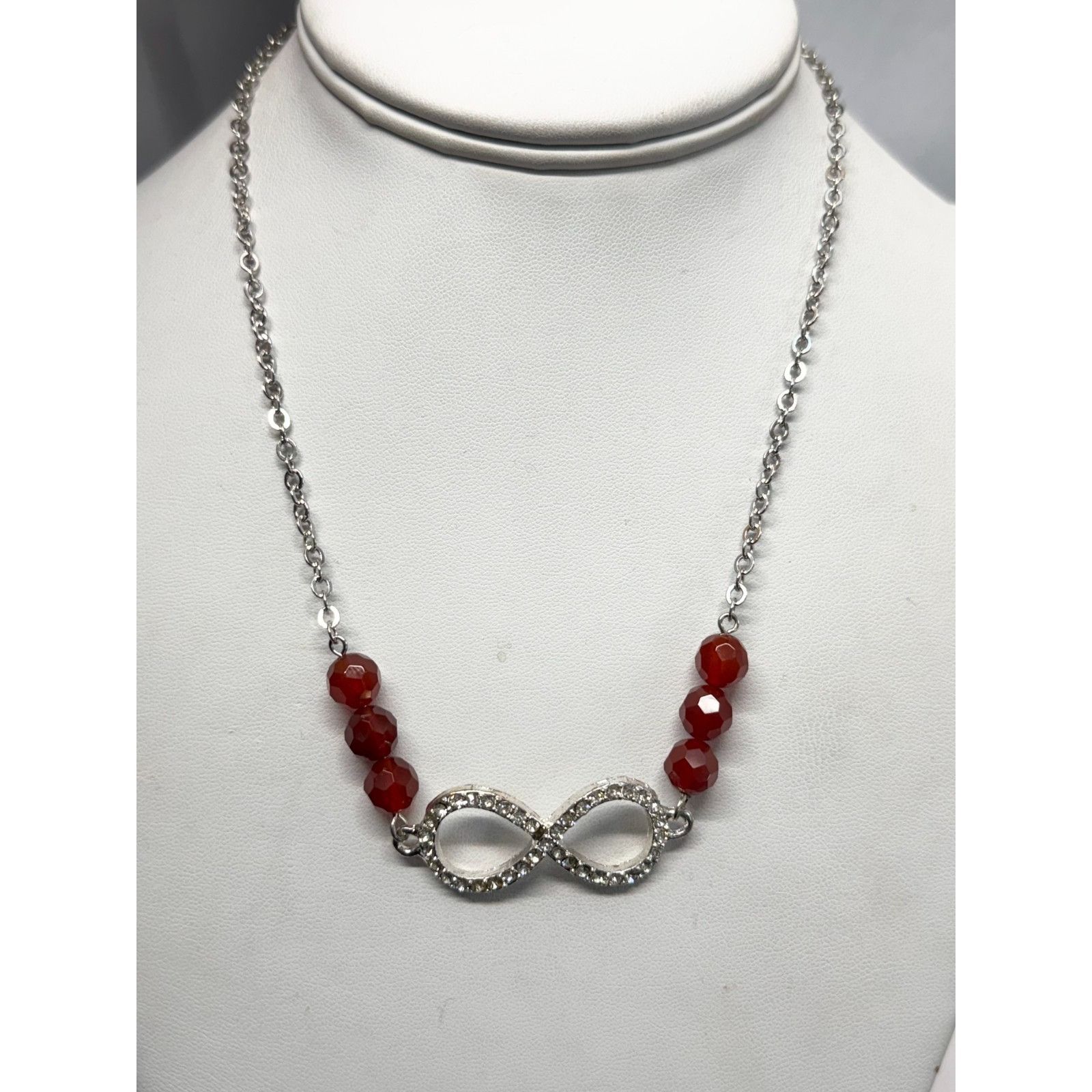 Vintage Vintage rhinestone infinity sign carnelian semi precious bea Size ONE SIZE - 2 Thumbnail