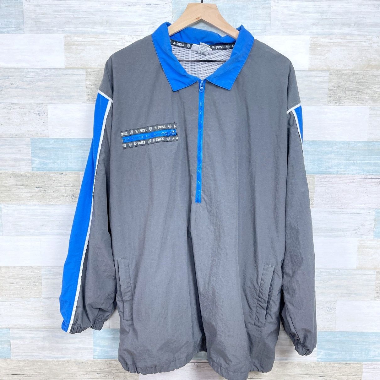 K-Swiss K-Swiss 1/4 Zip Windbreaker Jacket Gray VTG 90s Mens XL Size US XL / EU 56 / 4 - 1 Thumbnail