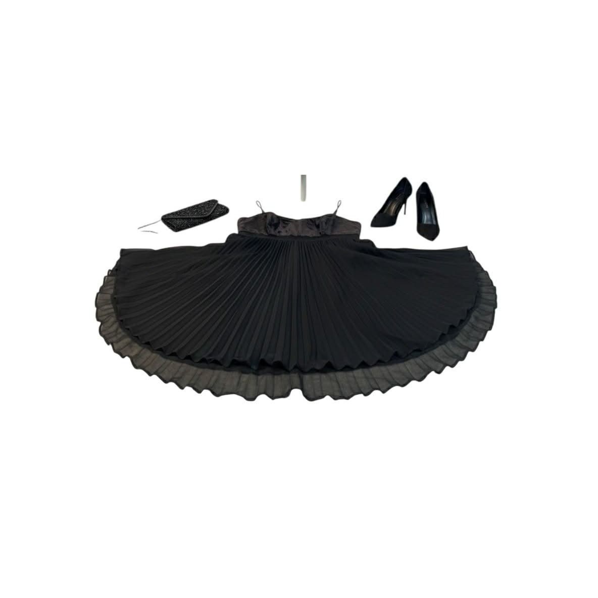 Other ABS Allen Schwartz Black Velvet Chiffon Pleated Dress Sz 4 Size S / US 4 / IT 40 - 9 Thumbnail